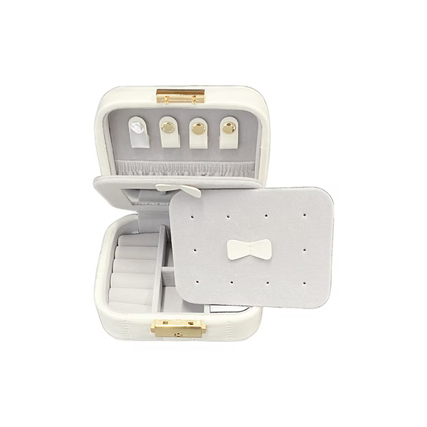 White Travel Jewellery Pouch