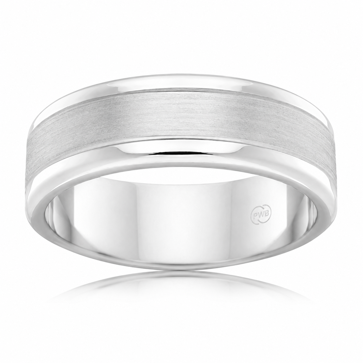 Sterling Silver 7mm Ring, Brushed Centre, Size U