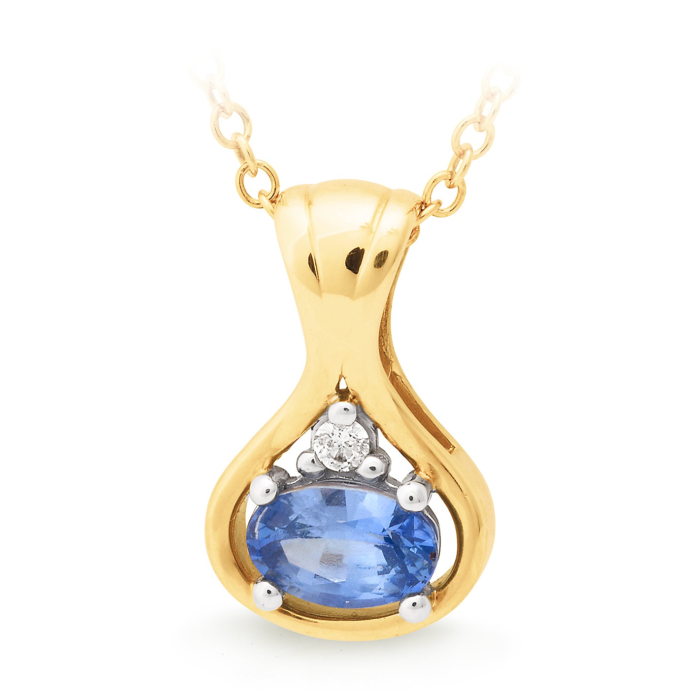 9ct Yellow Gold Sapphire and Diamond pendant