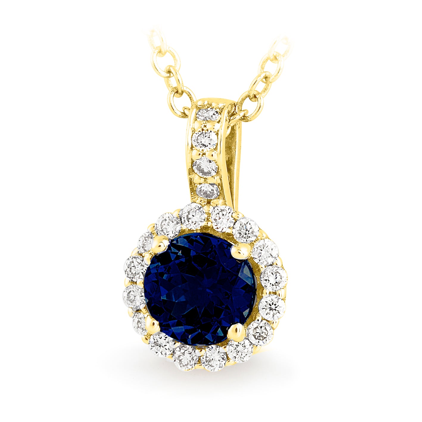 9ct Yellow gold Sapphire and Diamond pendant