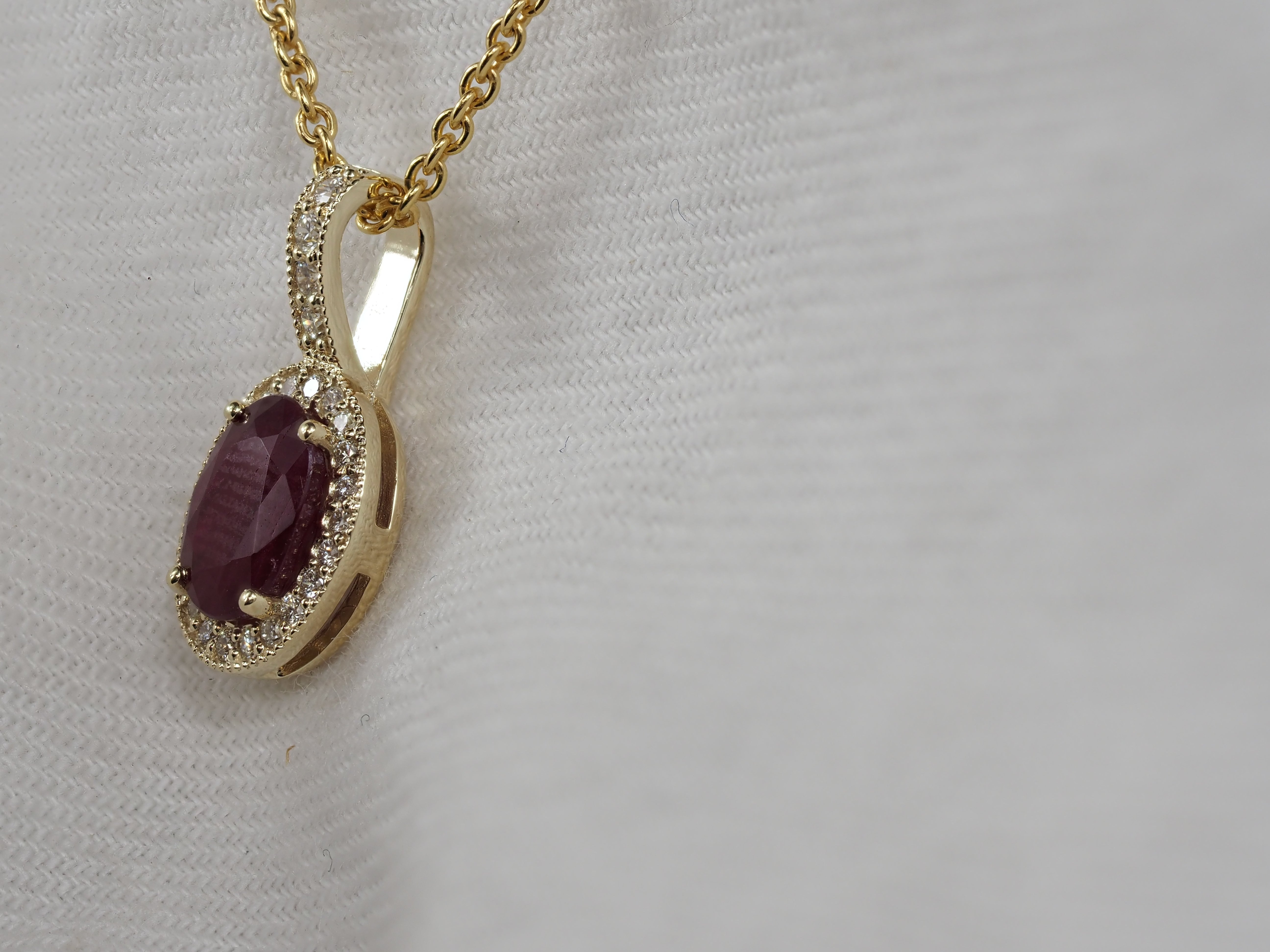 9ct Yellow Gold Ruby and Diamond Pendant