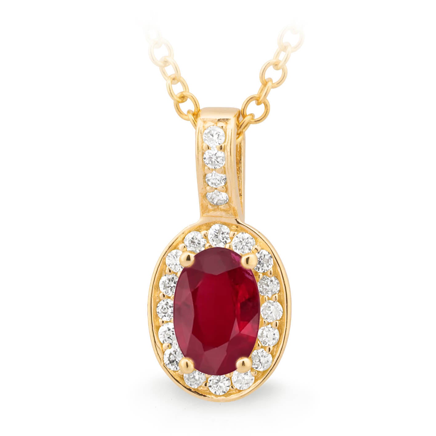 9ct Yellow Gold Ruby and Diamond pendant