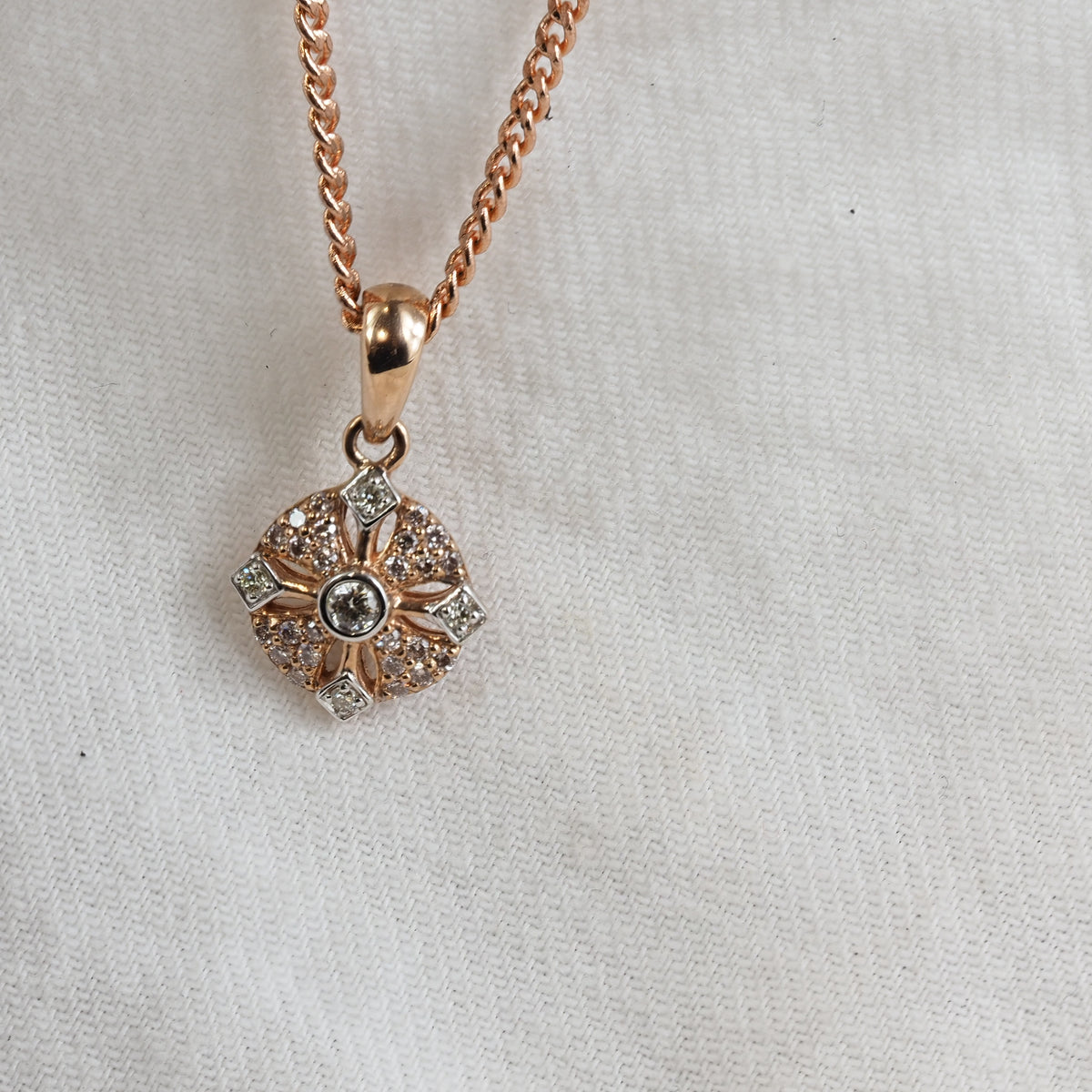 9ct Rose Gold 'Pink Caviar' Argyle Diamond Pendant, 0.12ct total.