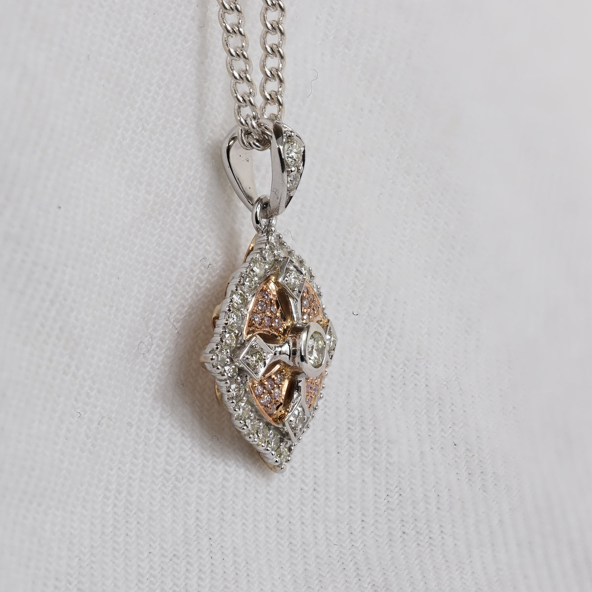 9ct Rose and White 'Pink Caviar' Argyle Diamond pendant, 0.33ct total