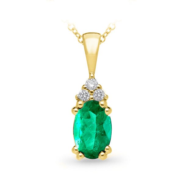 9ct Yellow Gold Emerald and Diamond pendant