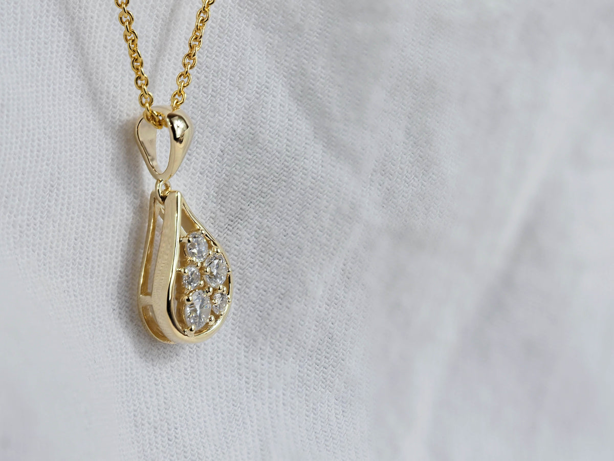 9ct Yellow Gold Lab-Grown Diamond Pendant, 0.38ct Total