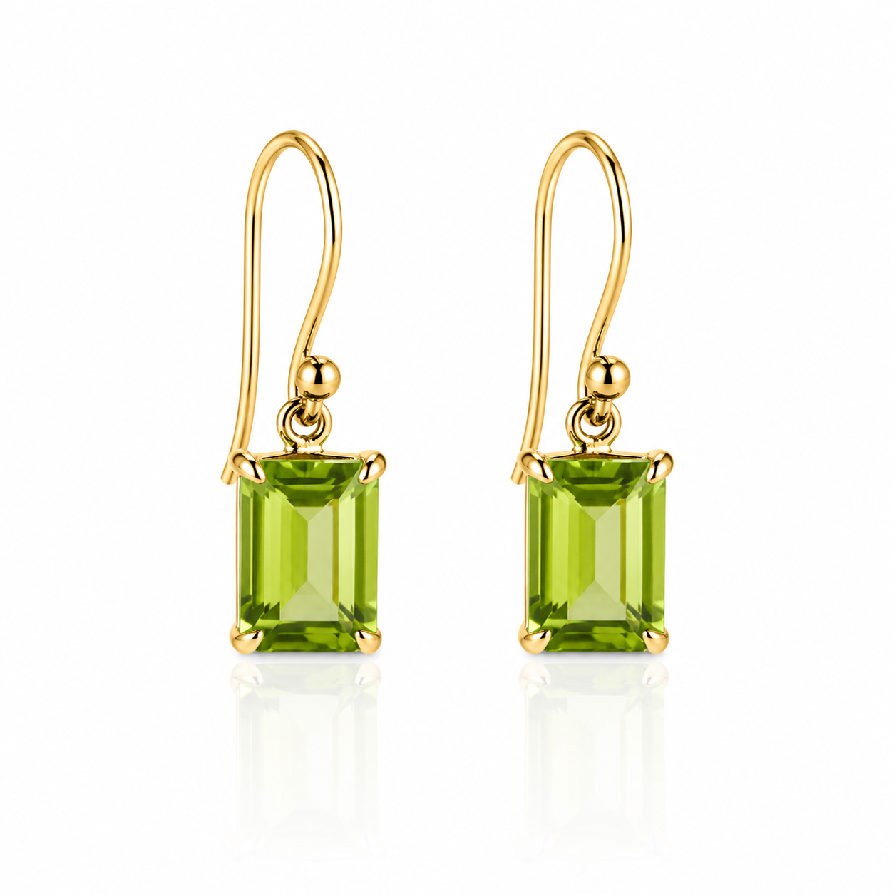 9ct Yellow Gold Peridot Shepard Hook Earrings