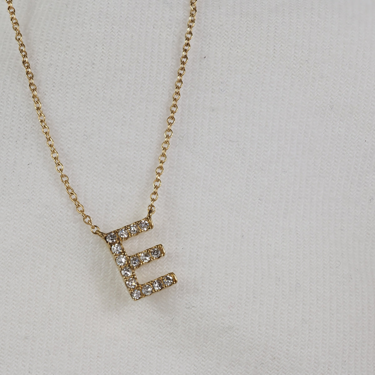 9ct Yellow Gold Diamond Initial E Necklet
