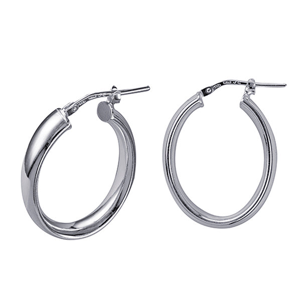 Sterling Silver Oval Hoop Earrings, 21mm