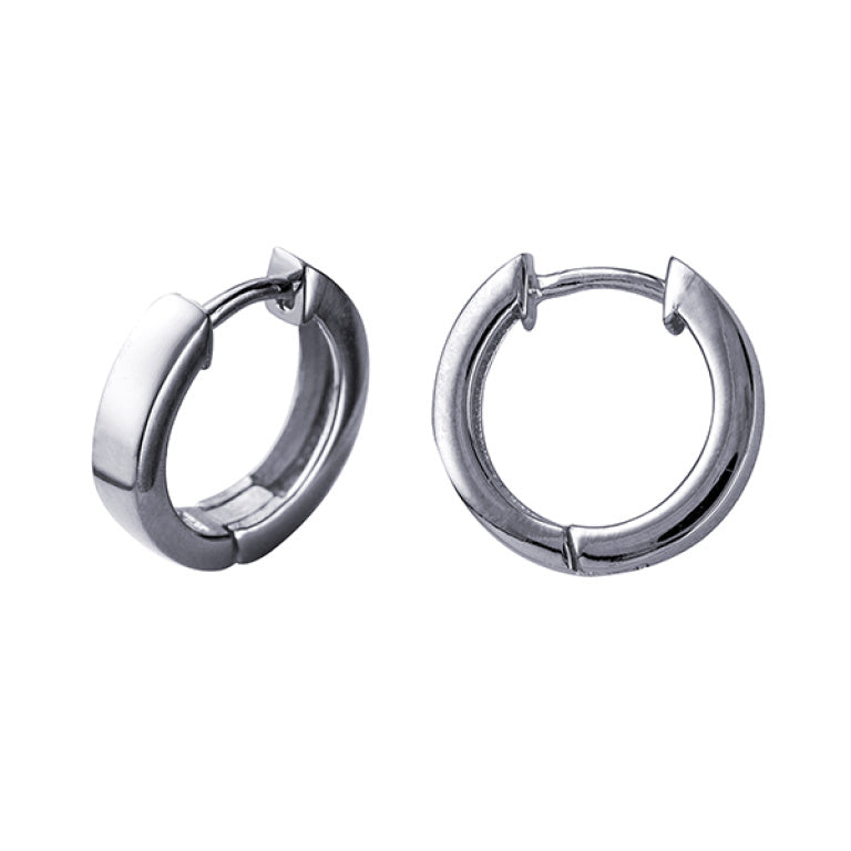 Sterling Silver Plain Huggie Earrings, 9.7mm
