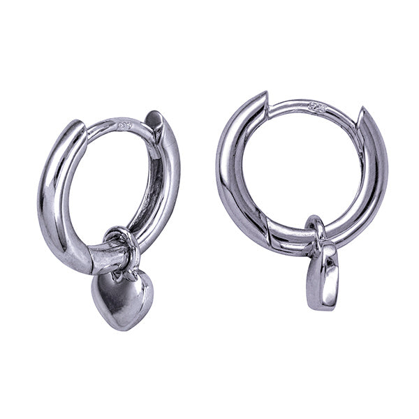 Sterling Silver Heart Drop Huggie Earrings