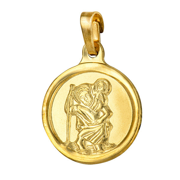 9ct Yellow Gold Round St Christopher Charm