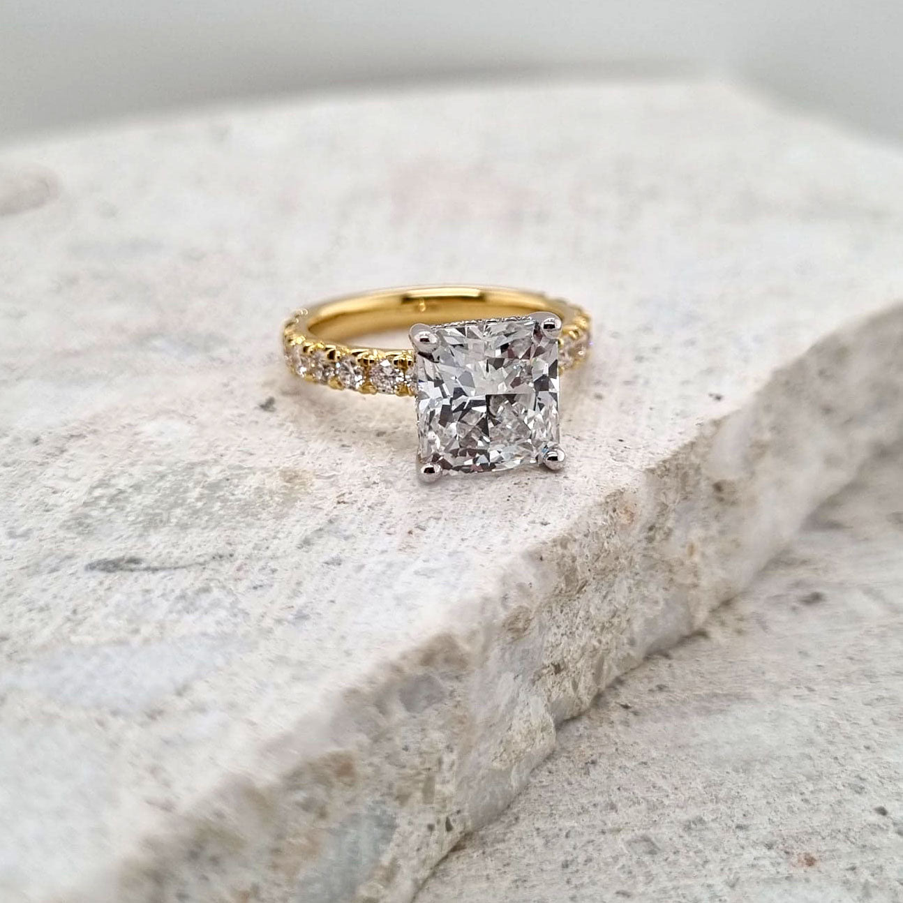 18ct Yellow and White Gold Vero Lab-Grown Radiant Diamond Ring, 3.75ct total