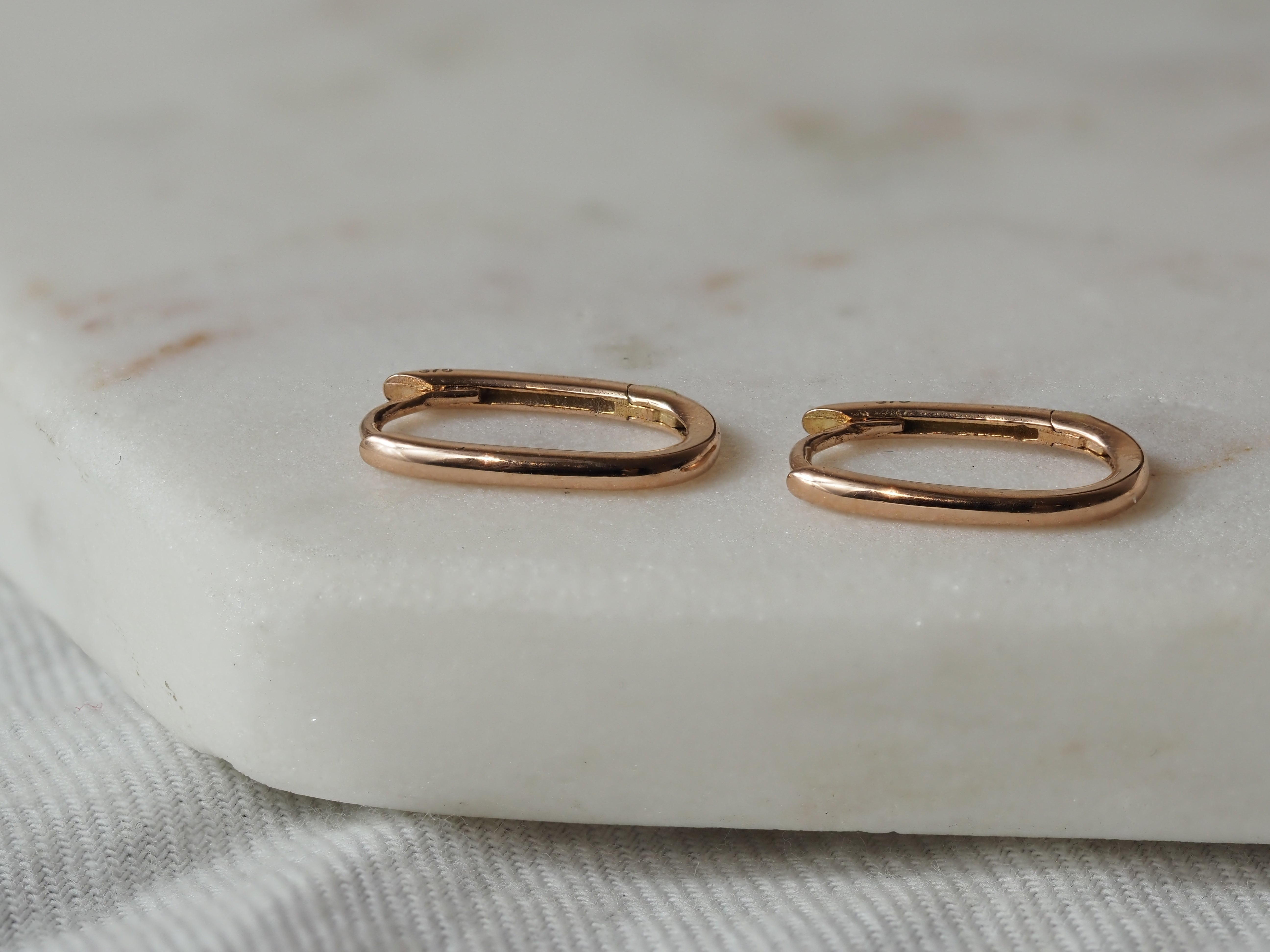 9ct Rose Gold Paperclip Huggie Earrings