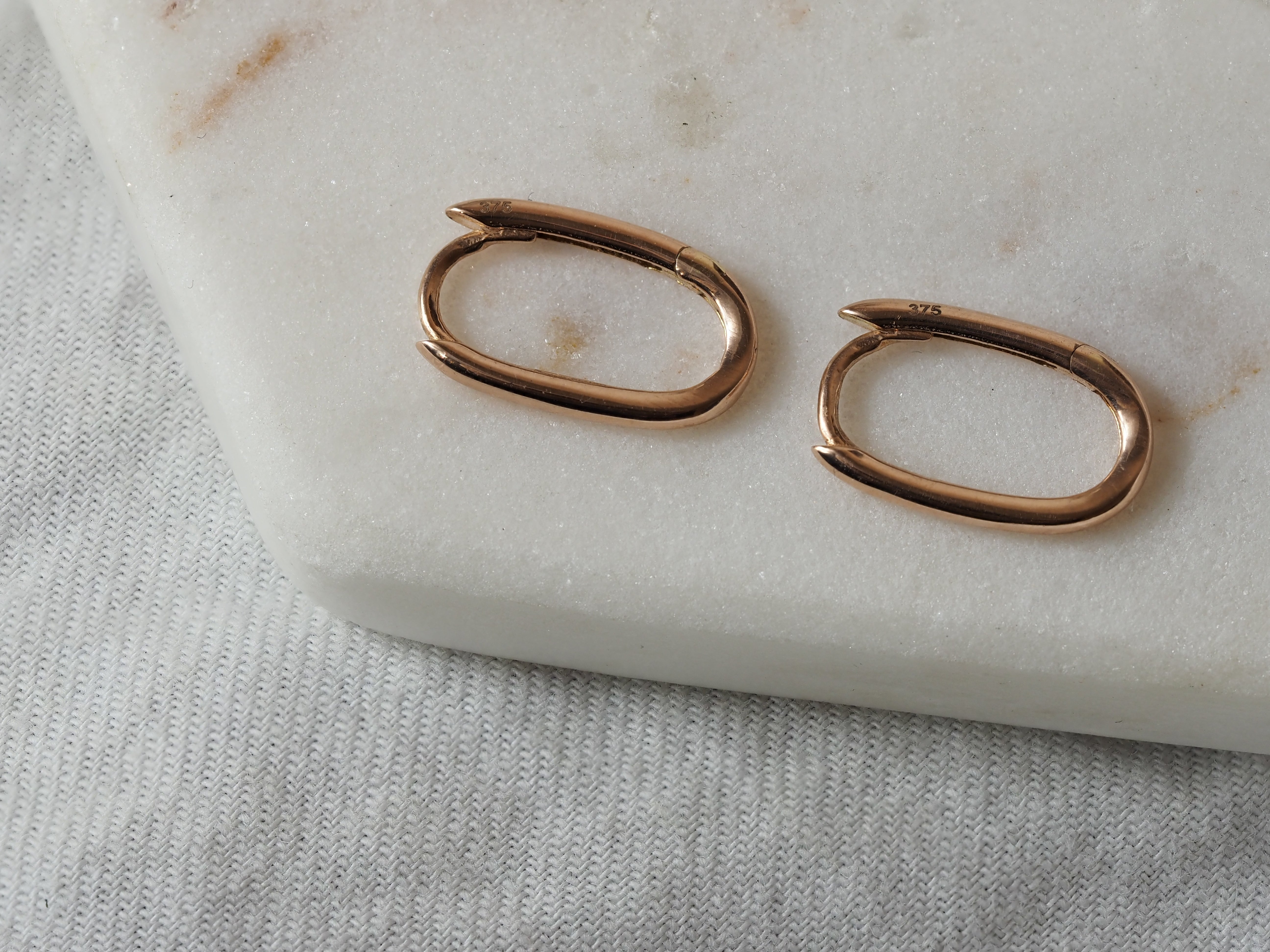 9ct Rose Gold Paperclip Huggie Earrings