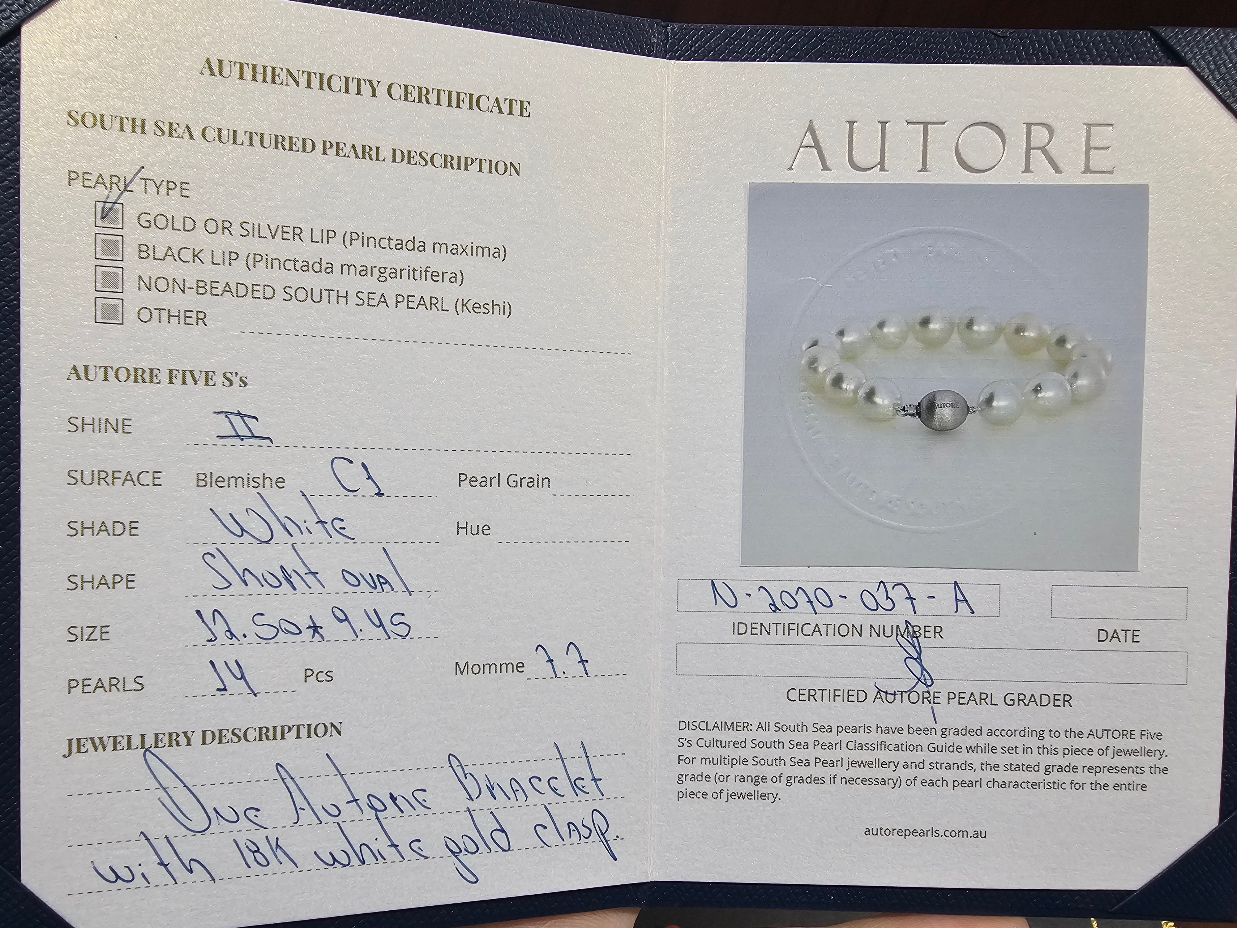 Autore 18ct White Gold South Sea Pearl Bracelet, 9-12mm