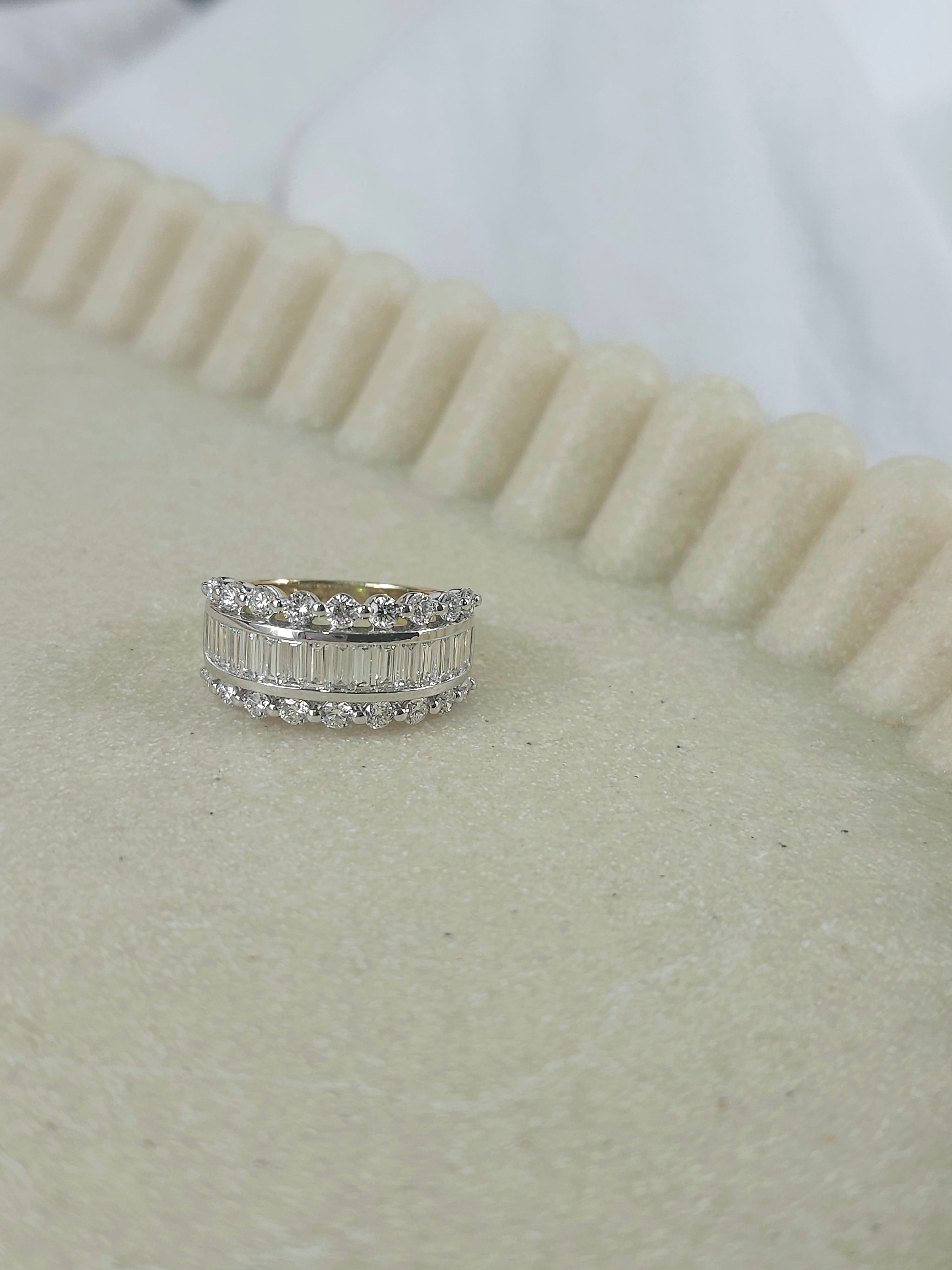 9ct Yellow and White Gold Lab-Grown Wide Dress Ring, 1.96ct total