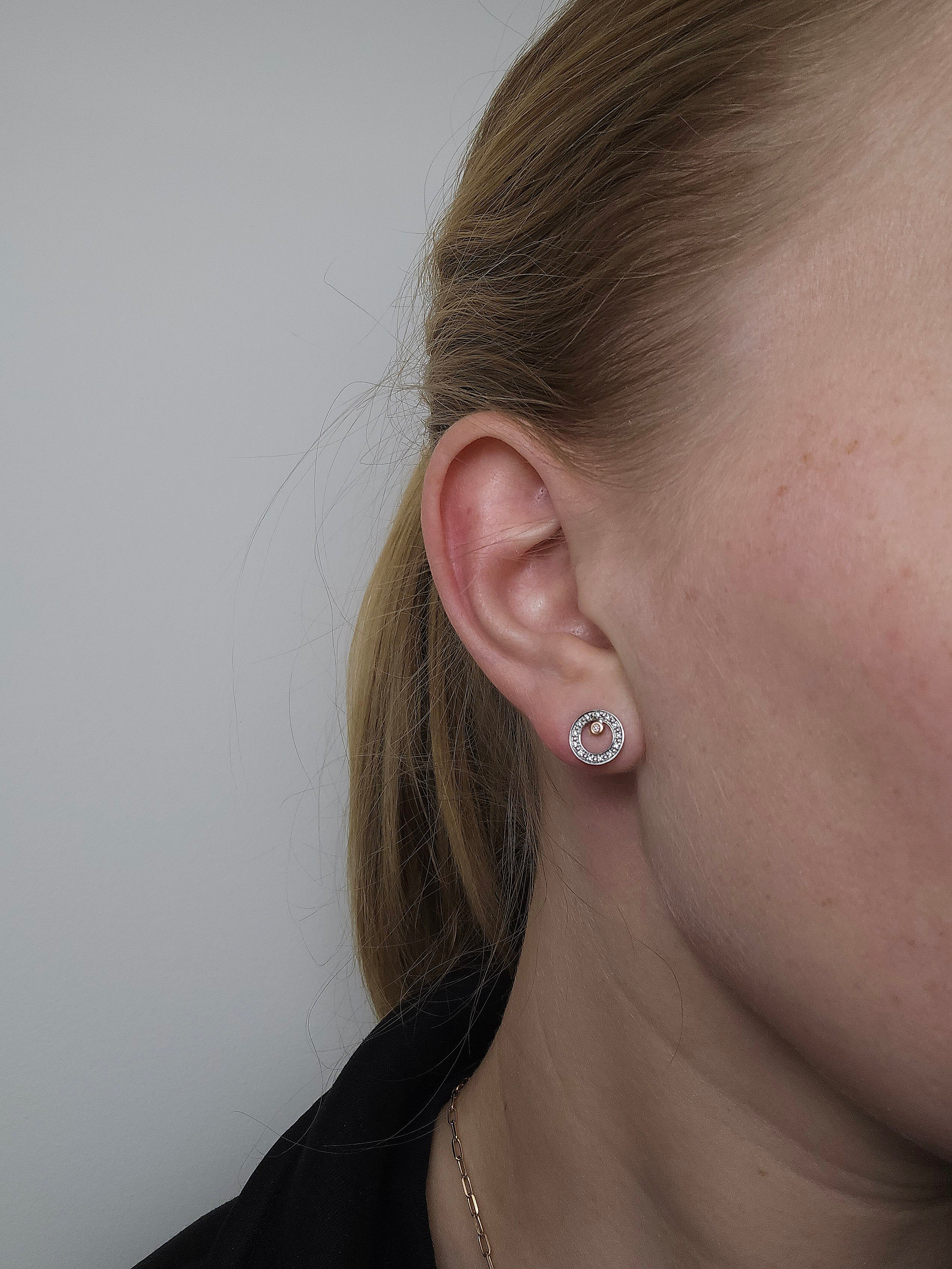 9ct White and Rose gold 'Pink Caviar' Argyle Diamond Studs, 0.06ct total