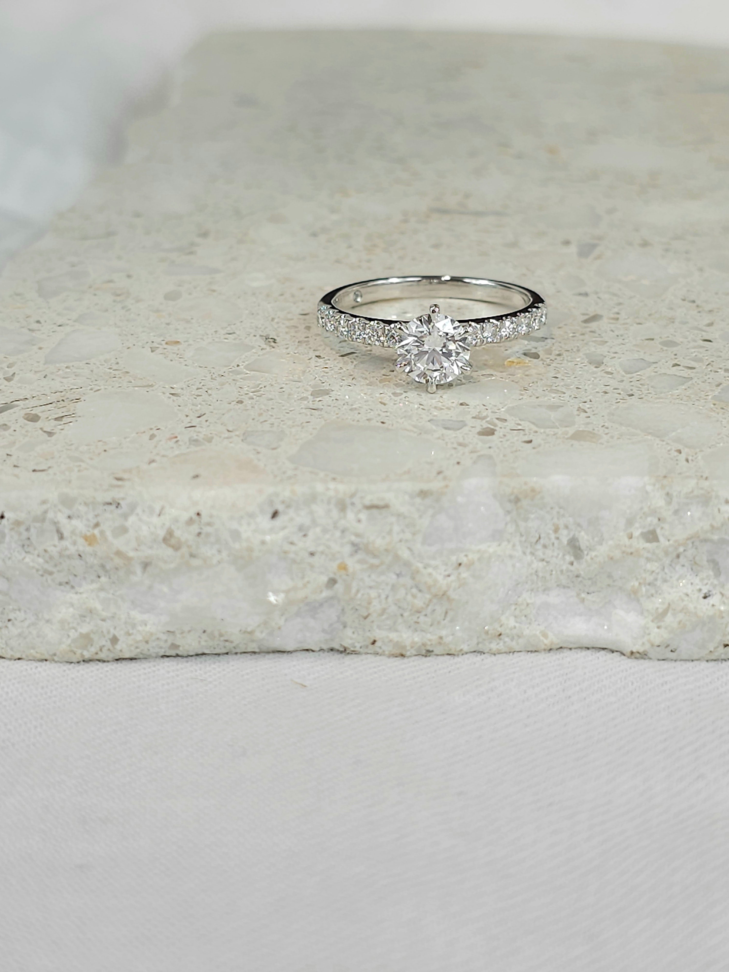 9ct White Gold Lab-Grown Round Brilliant cut Diamond Ring, 0.80ct centre
