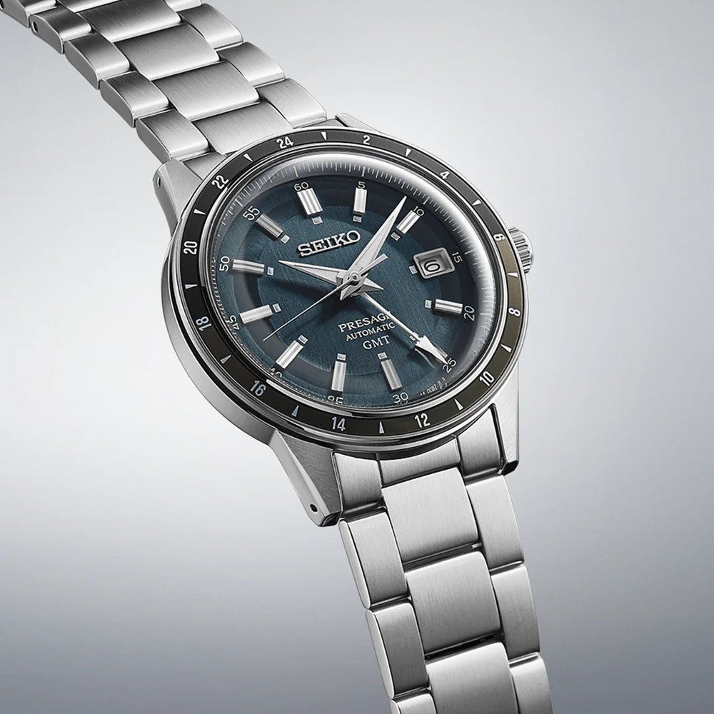 Seiko Men's Presage 40.8mm Stainless Steel Automatic GMT Watch SSK009J