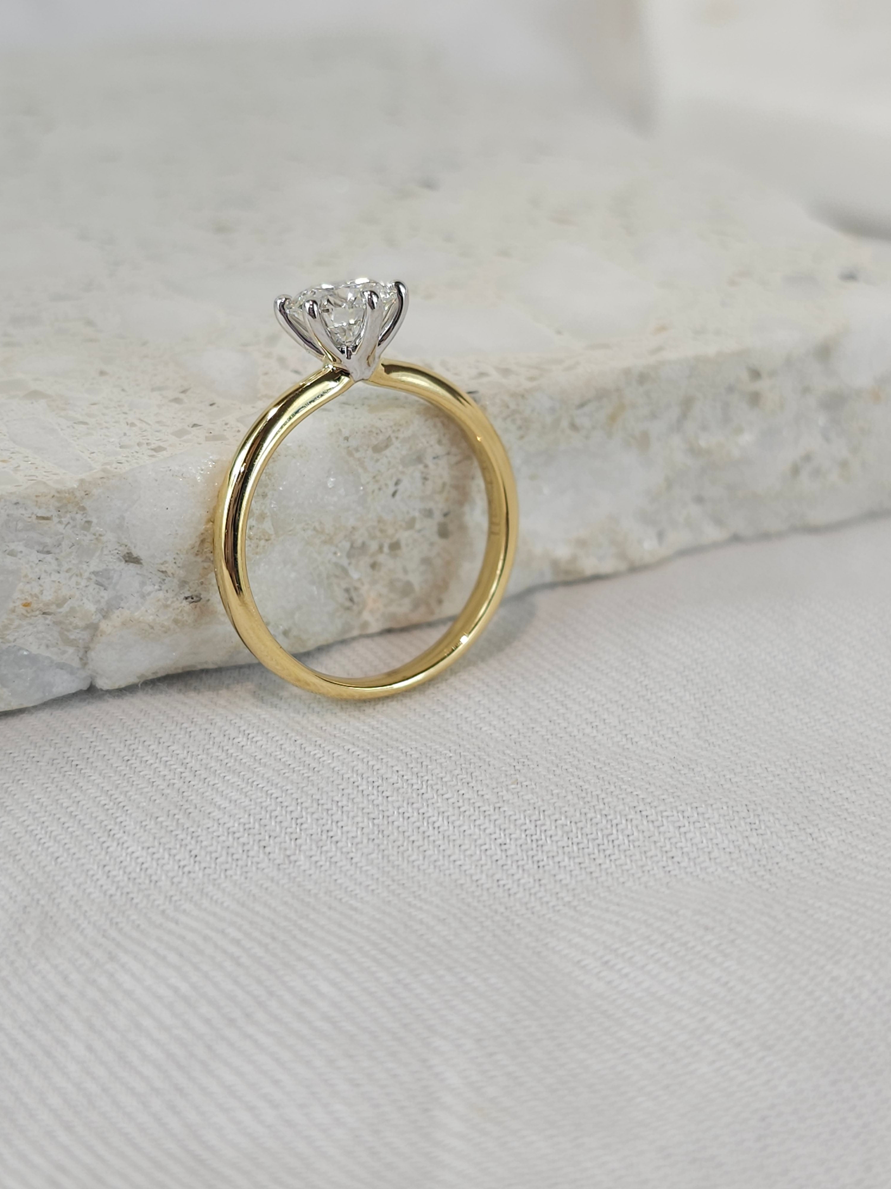 18ct Yellow and White Gold Round Brilliant cut Lab-Grown Diamond engagement ring, 1ct centre