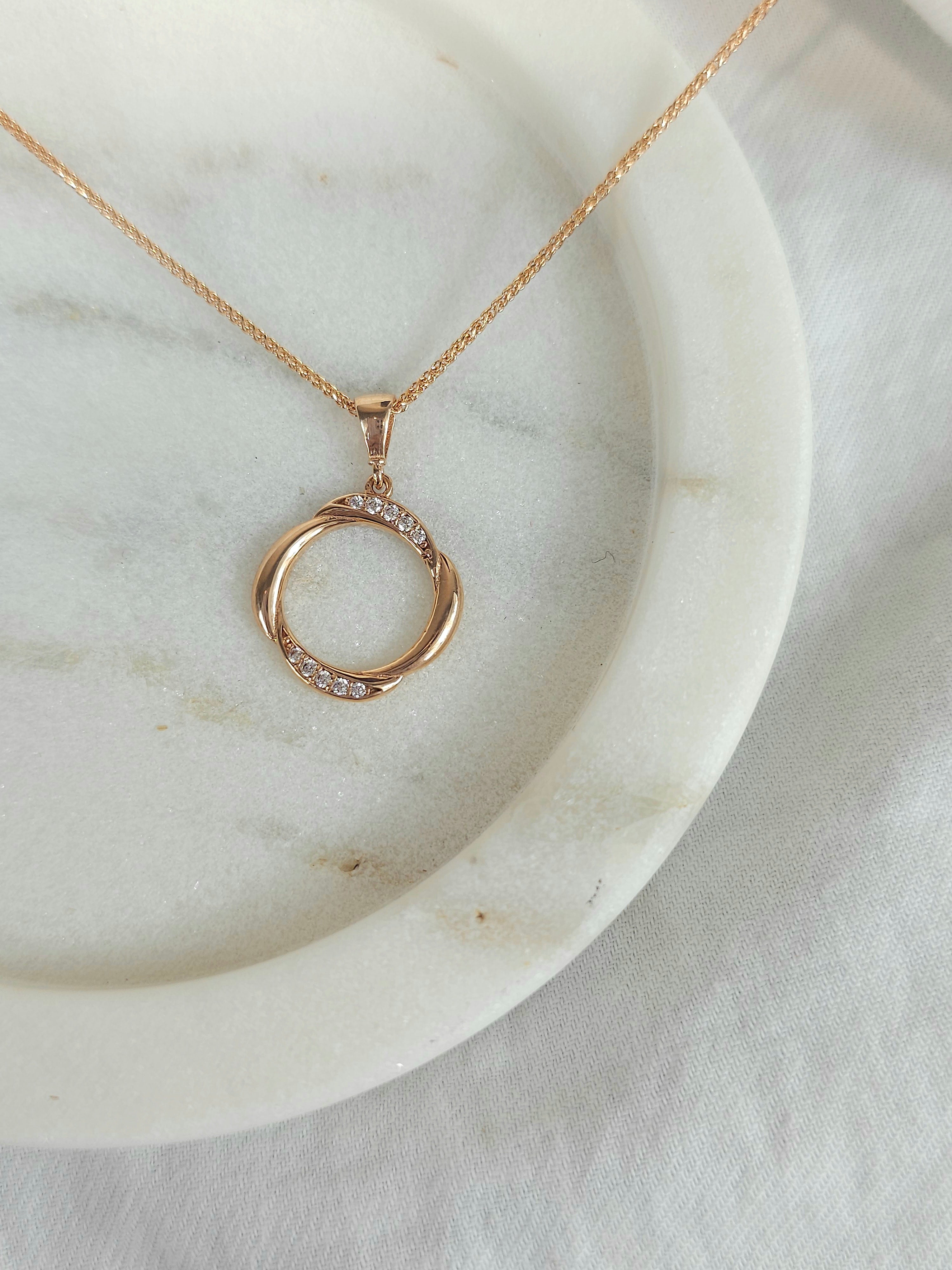 9ct Rose Gold Cubic Zirconia Pendant