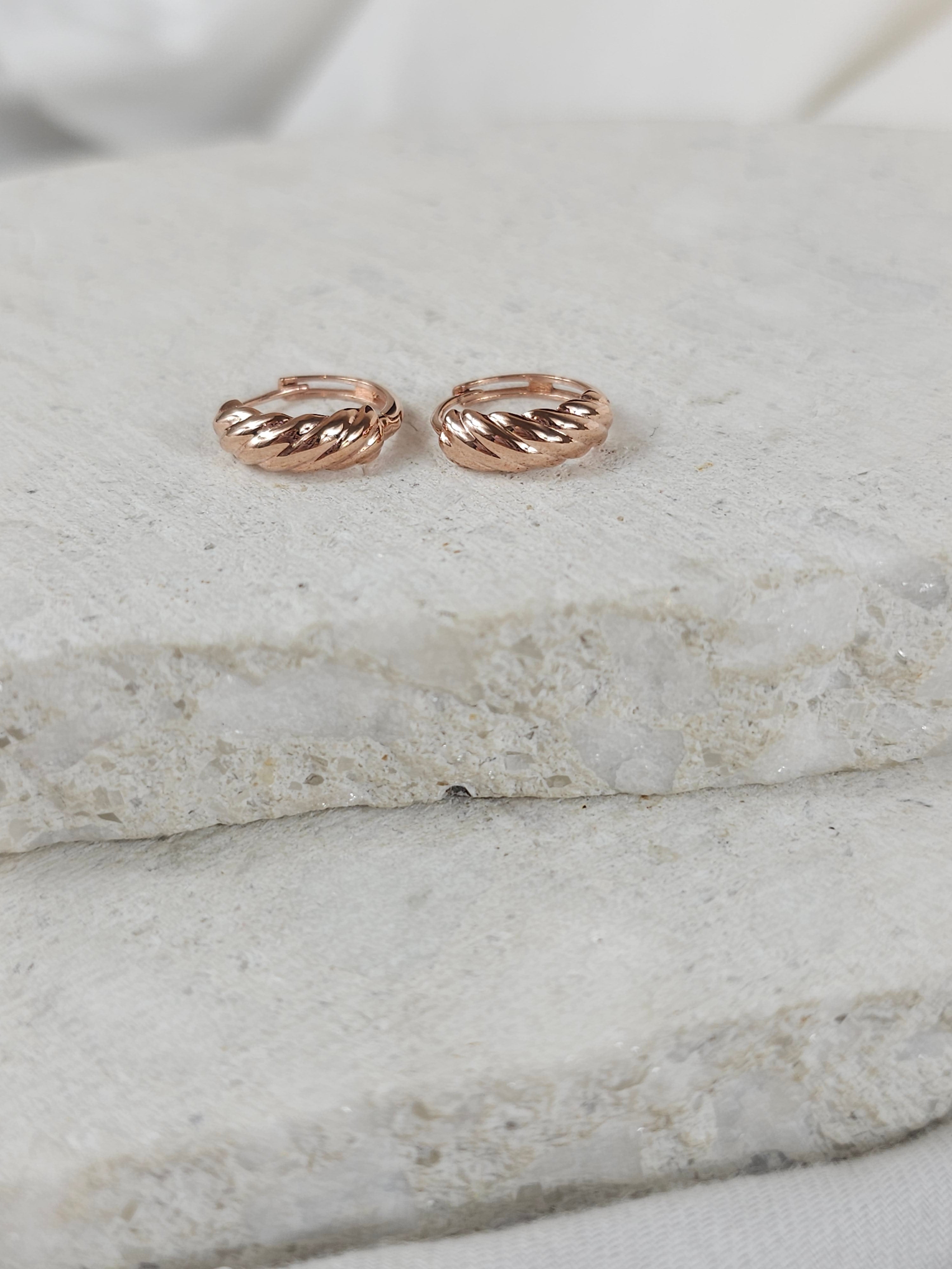 9ct Rose Gold Twist Huggie Earring