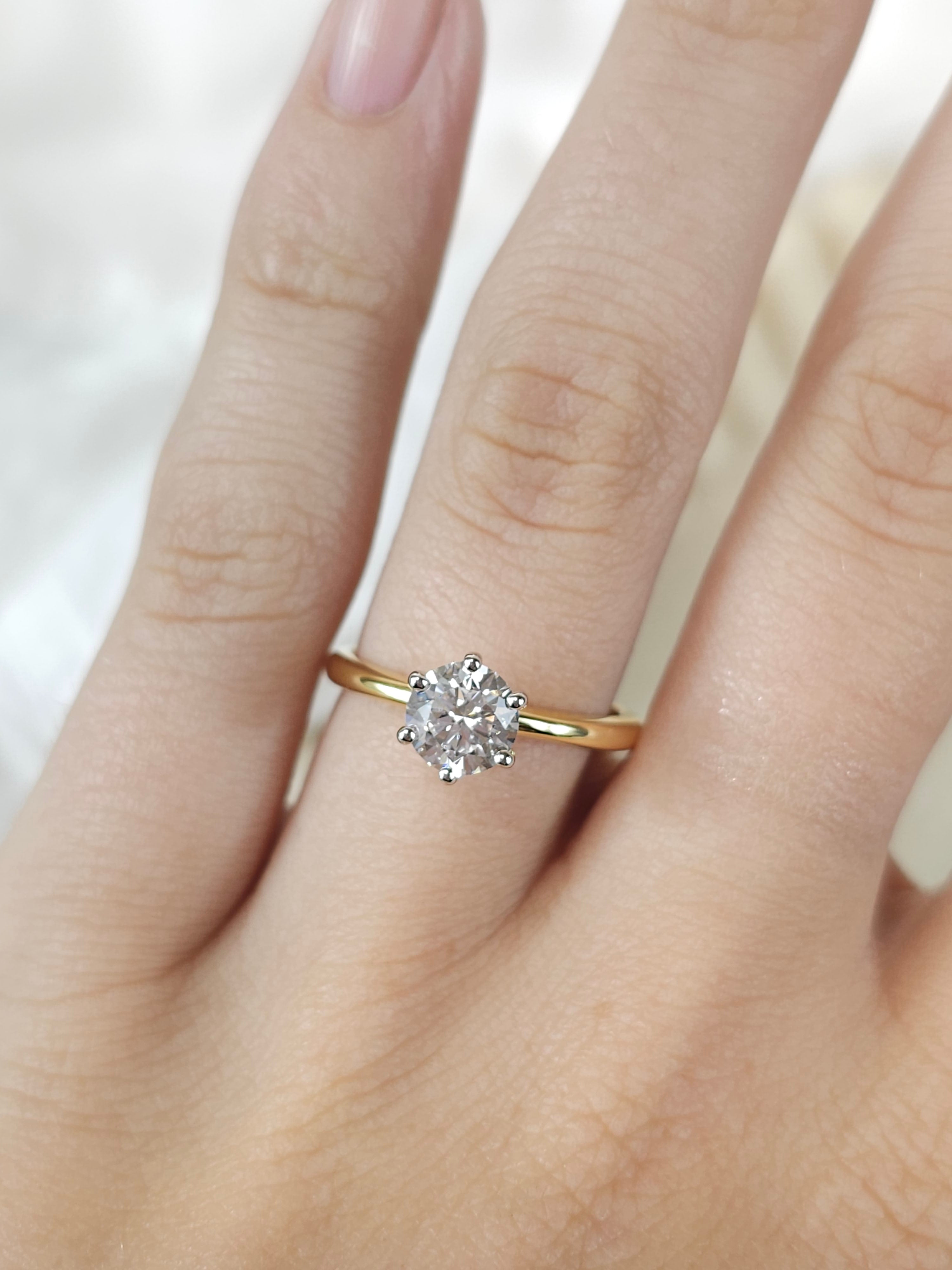 18ct Yellow and White Gold Round Brilliant cut Lab-Grown Diamond engagement ring, 1ct centre