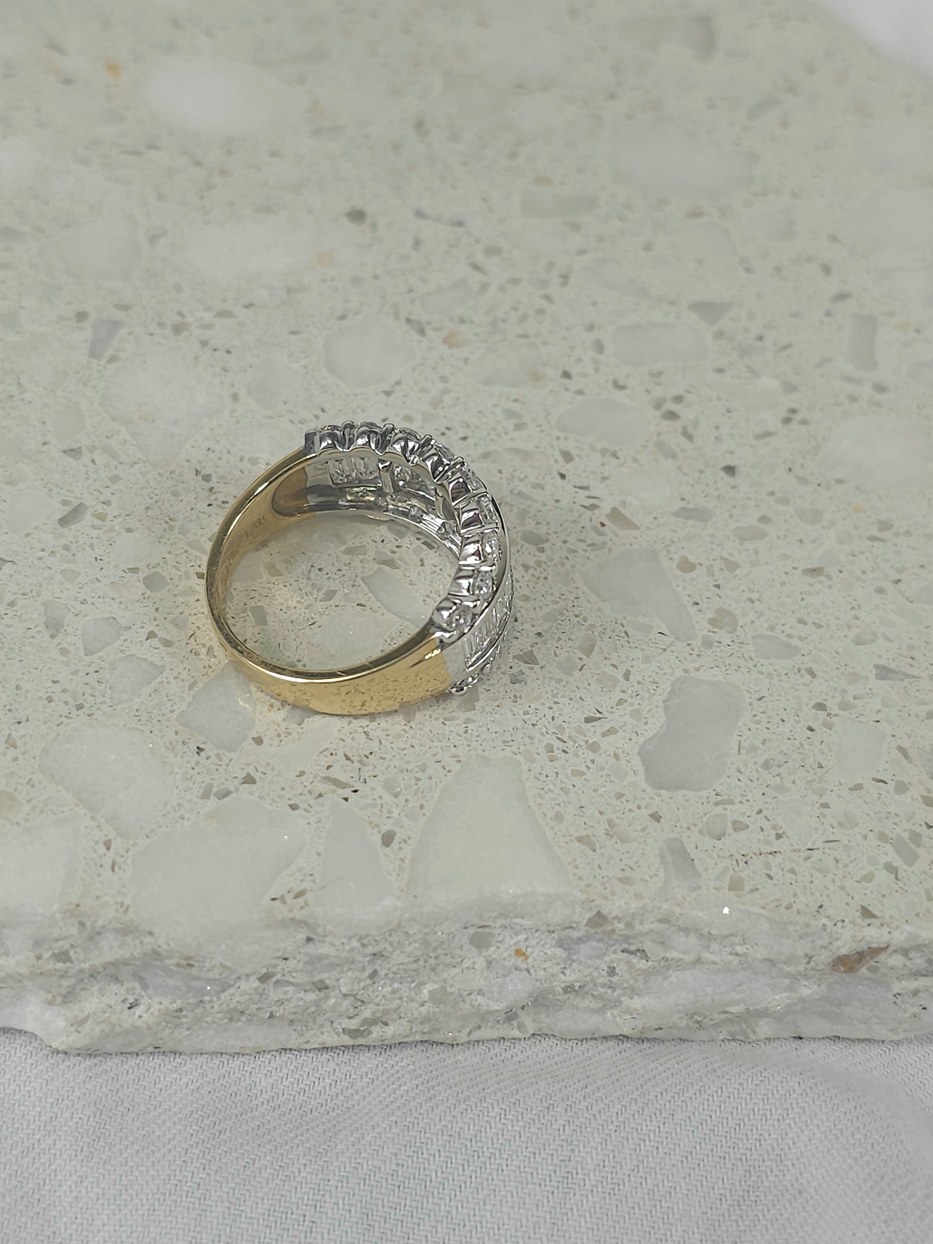 9ct Yellow and White Gold Lab-Grown Wide Dress Ring, 1.96ct total