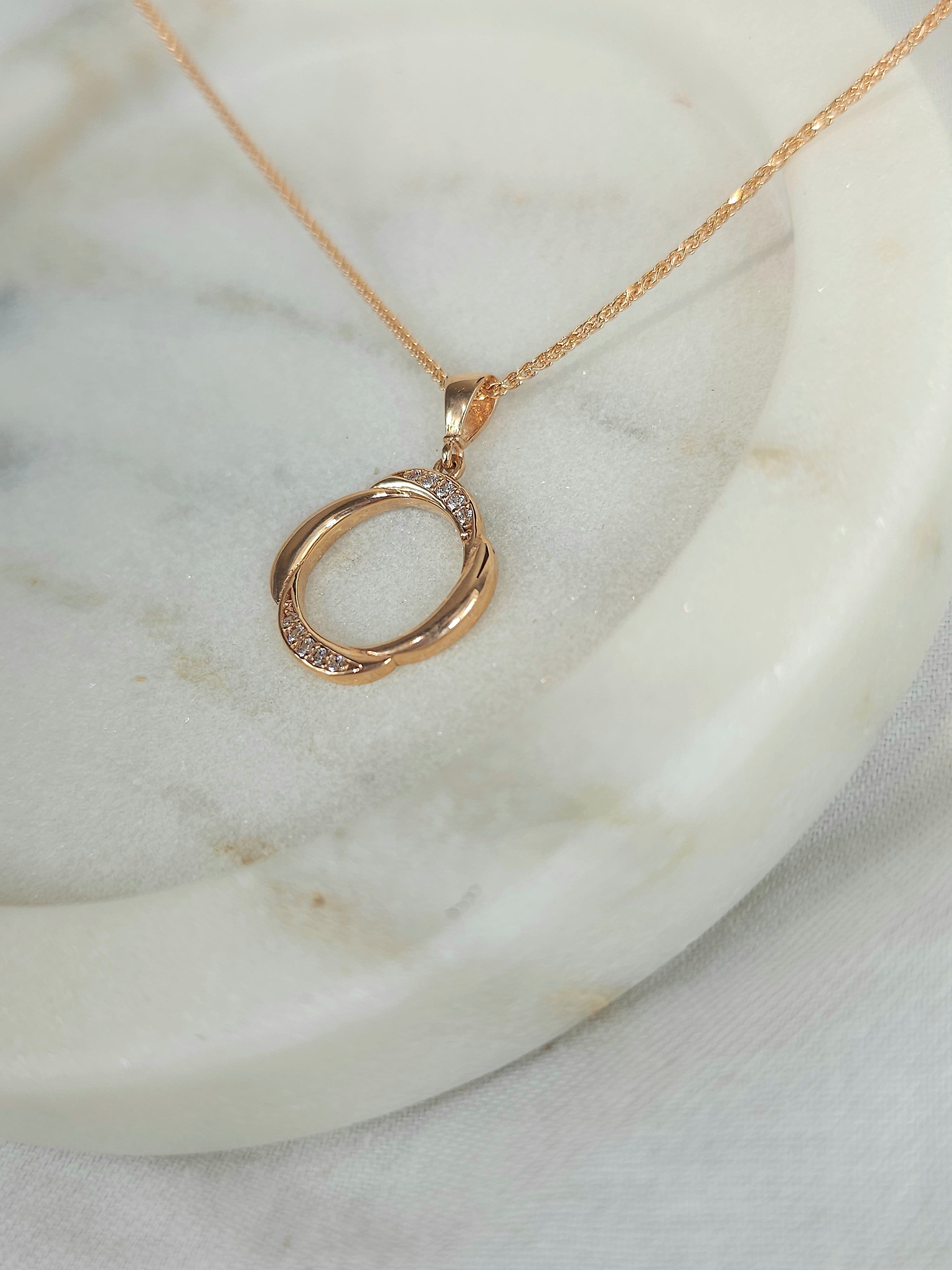 9ct Rose Gold Cubic Zirconia Pendant