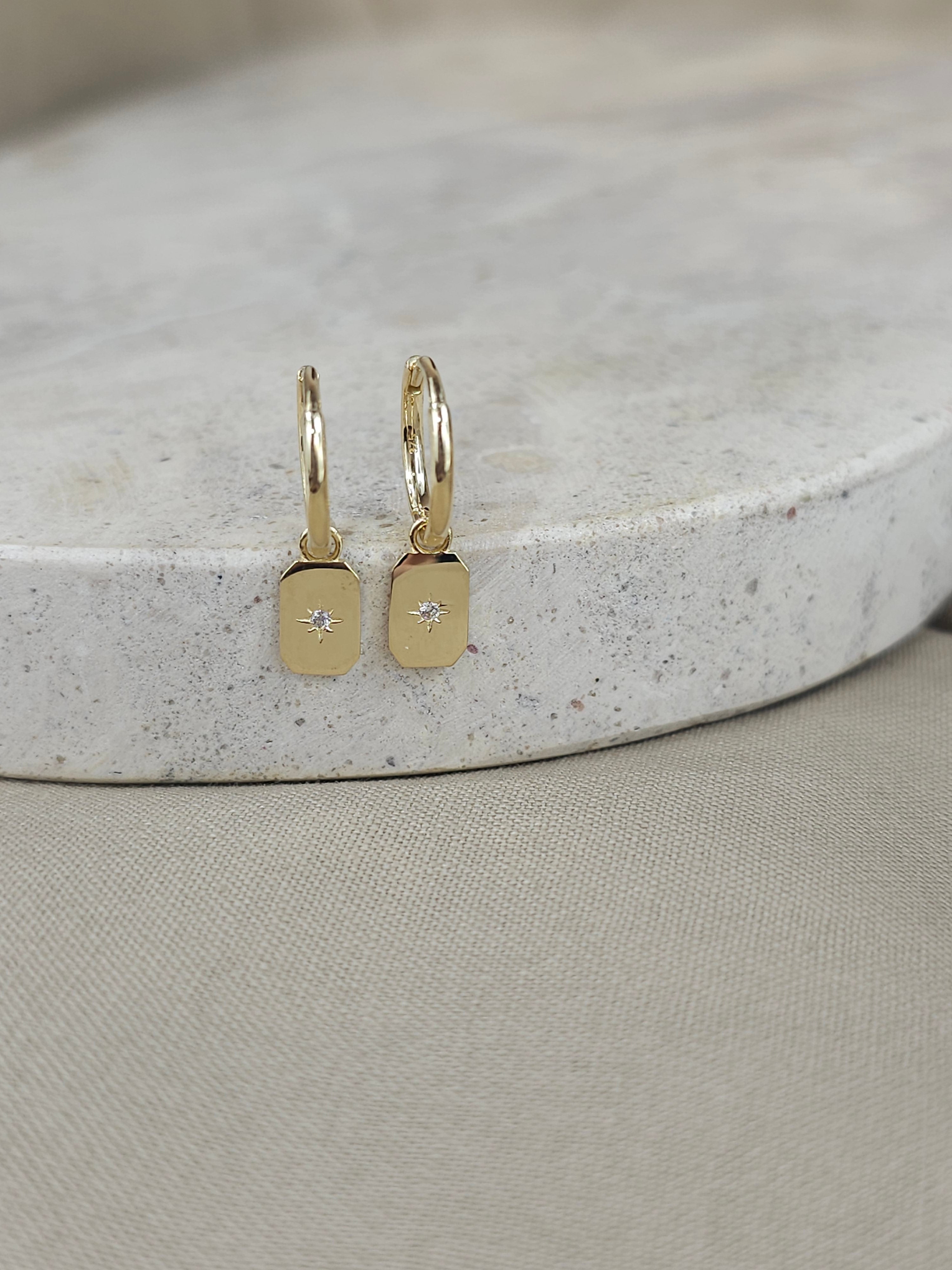 9ct Yellow Gold Huggie Earring with Medallion Drop