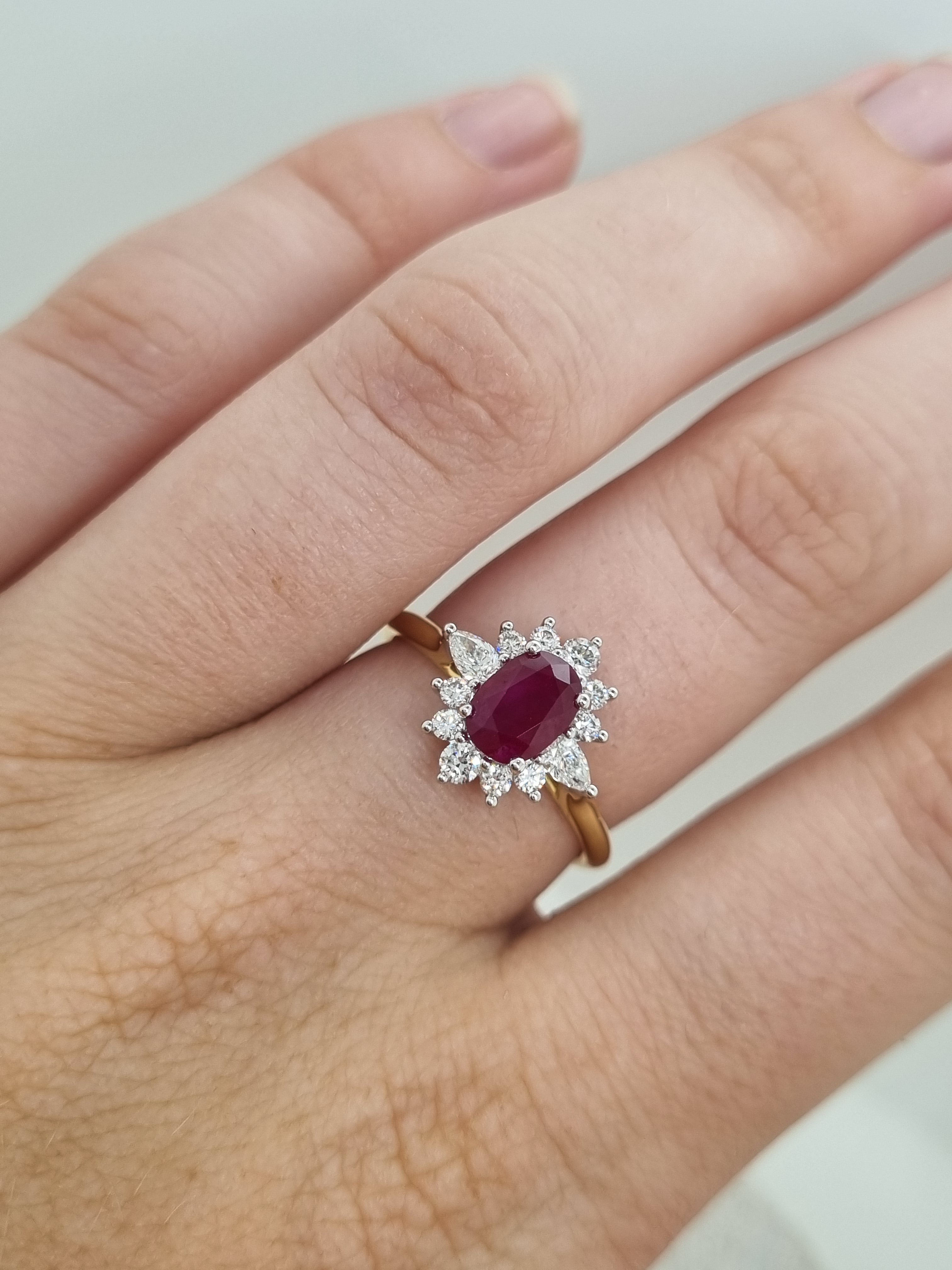 18ct Yellow and White Gold Ruby and Diamond ring