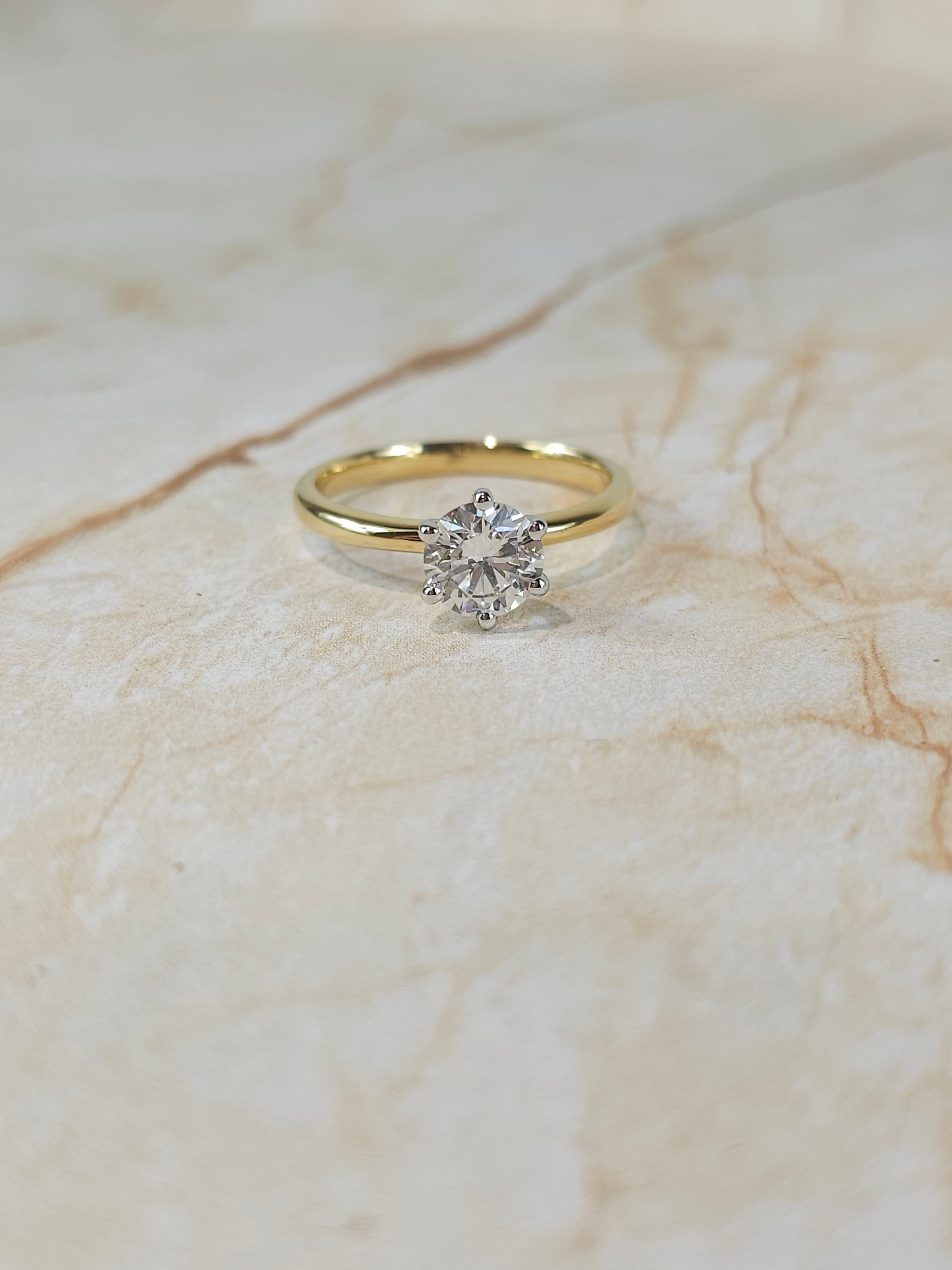 18ct Yellow and White Gold Round Brilliant cut Lab-Grown Diamond engagement ring, 1ct centre