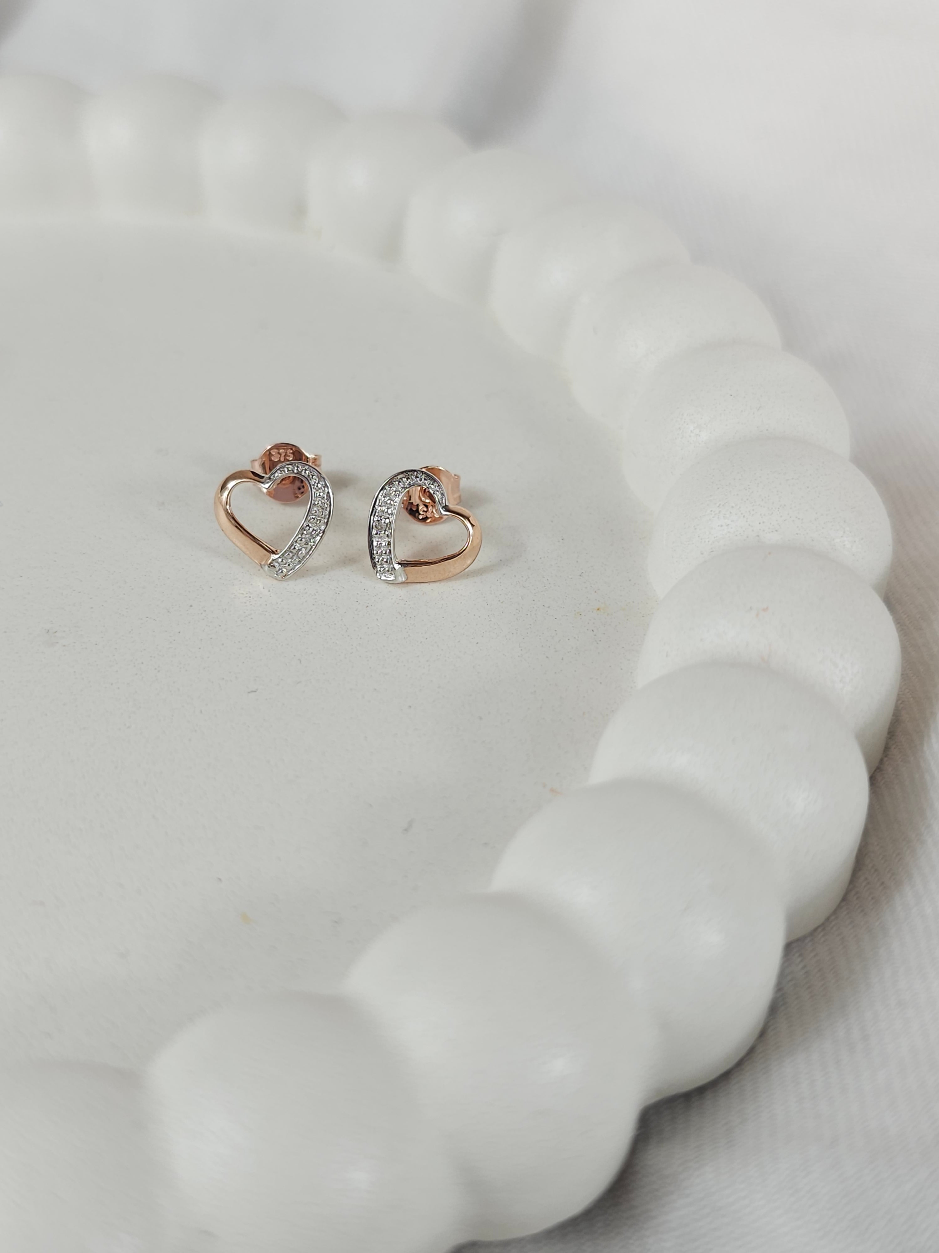 9ct rose gold diamond studs