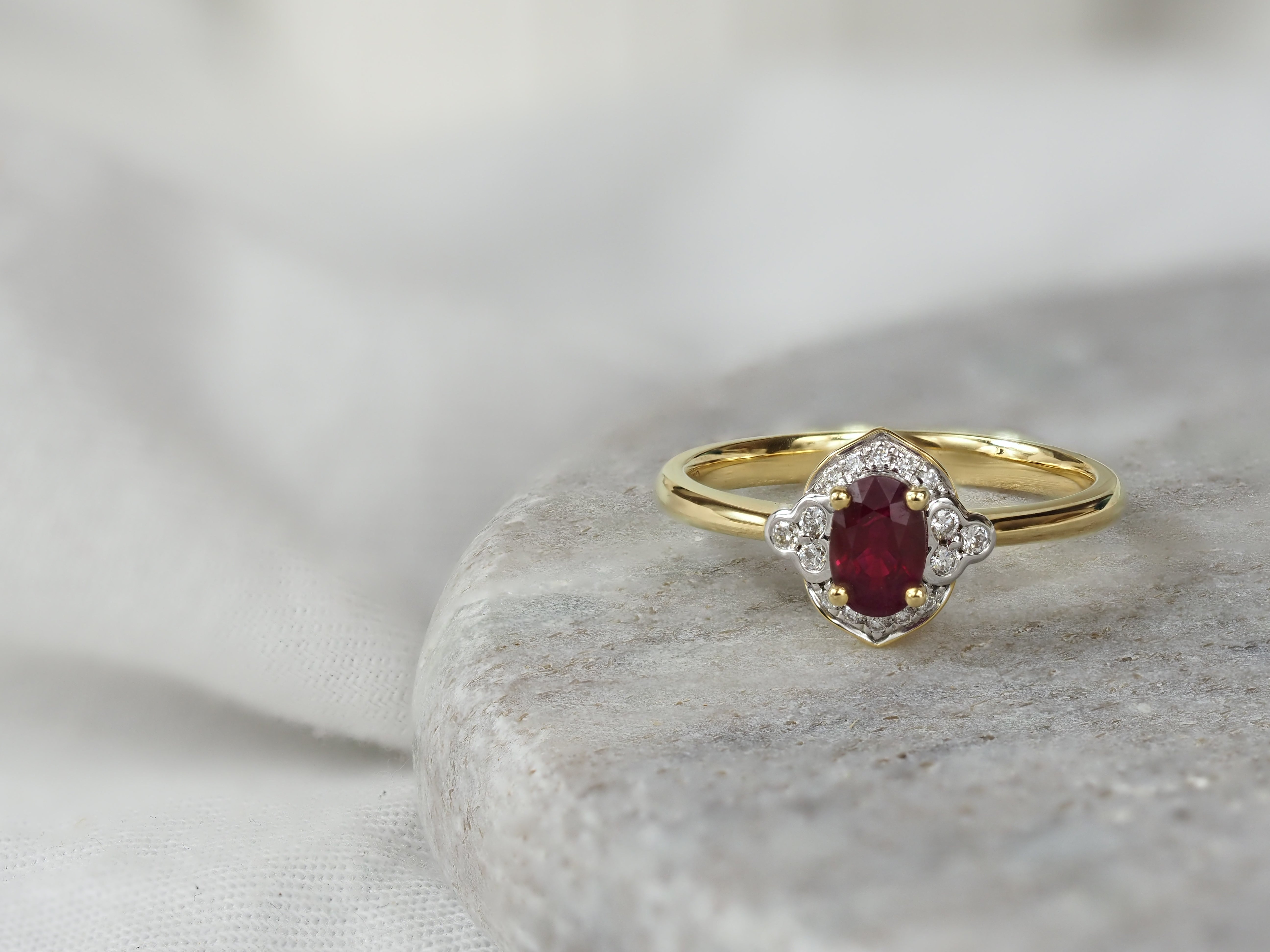 18ct Yellow and White Gold Ruby and Diamond ring