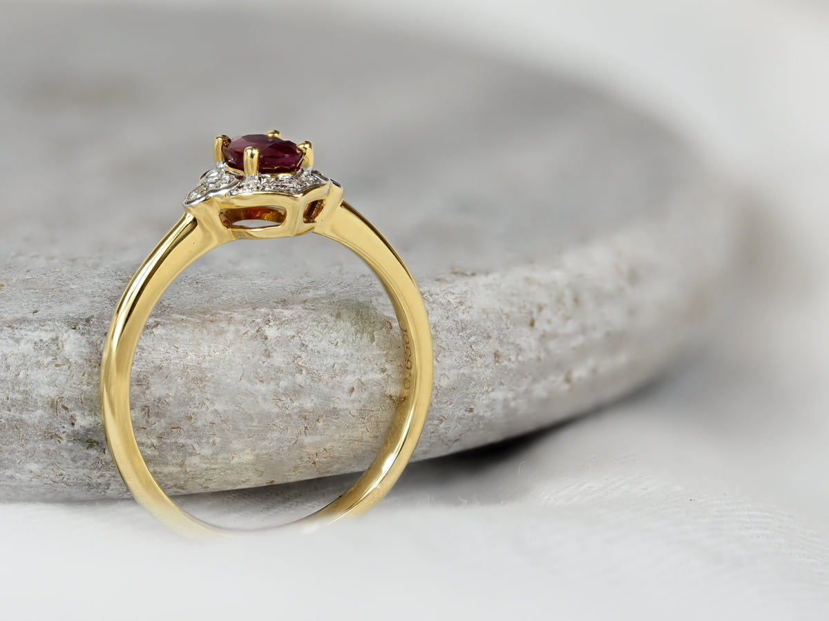 18ct Yellow and White Gold Ruby and Diamond ring