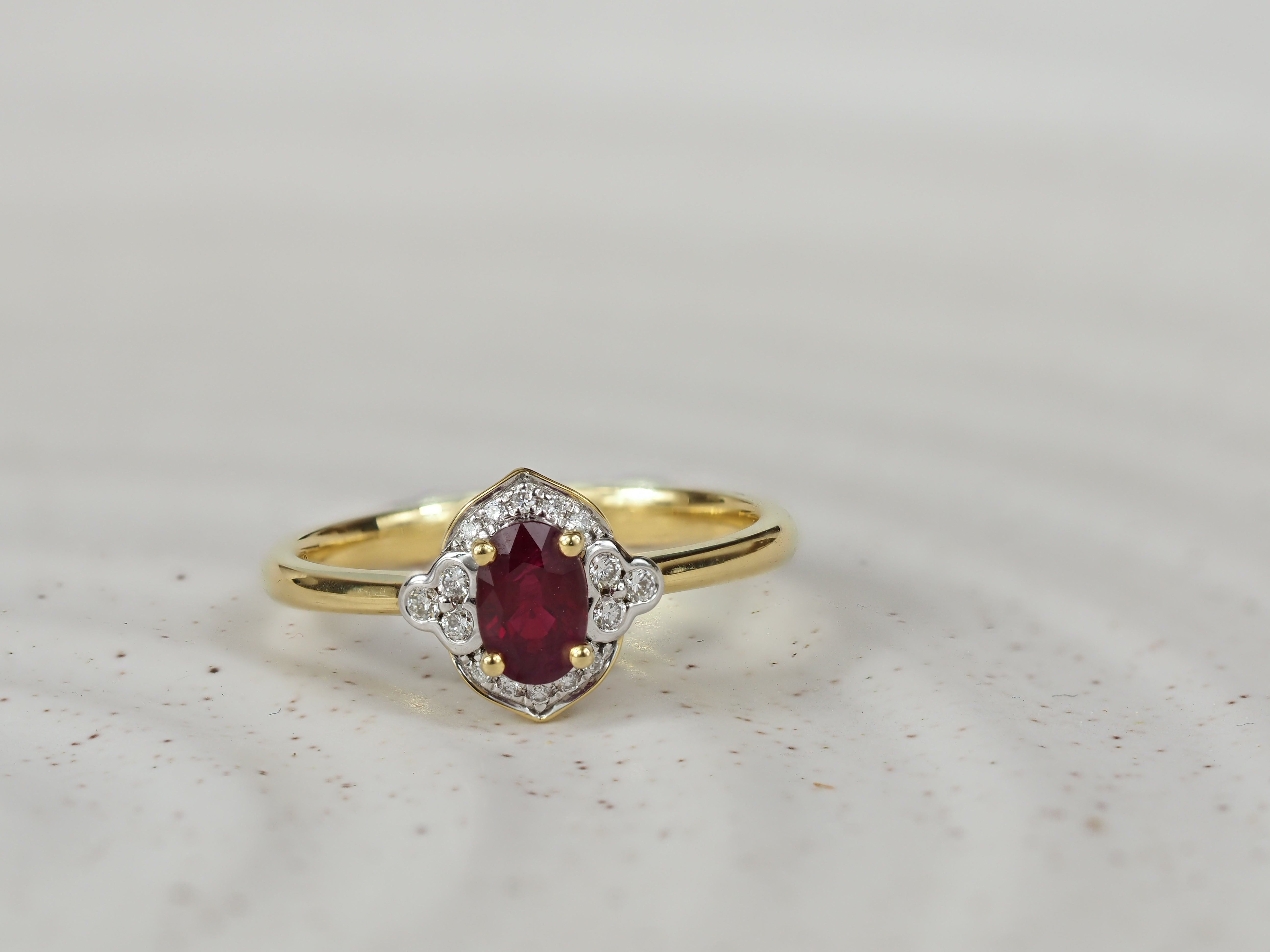 18ct Yellow and White Gold Ruby and Diamond ring