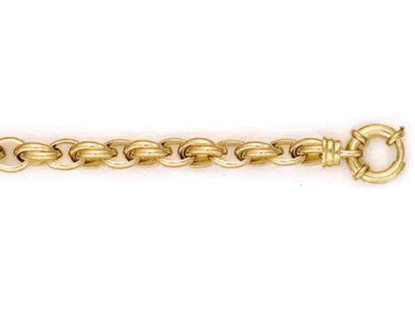 9ct Yellow Gold Silver filled Double belcher bracelet, 19cm