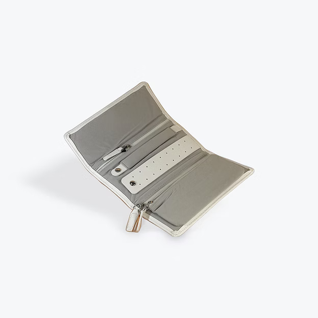 White Travel Jewellery Pouch