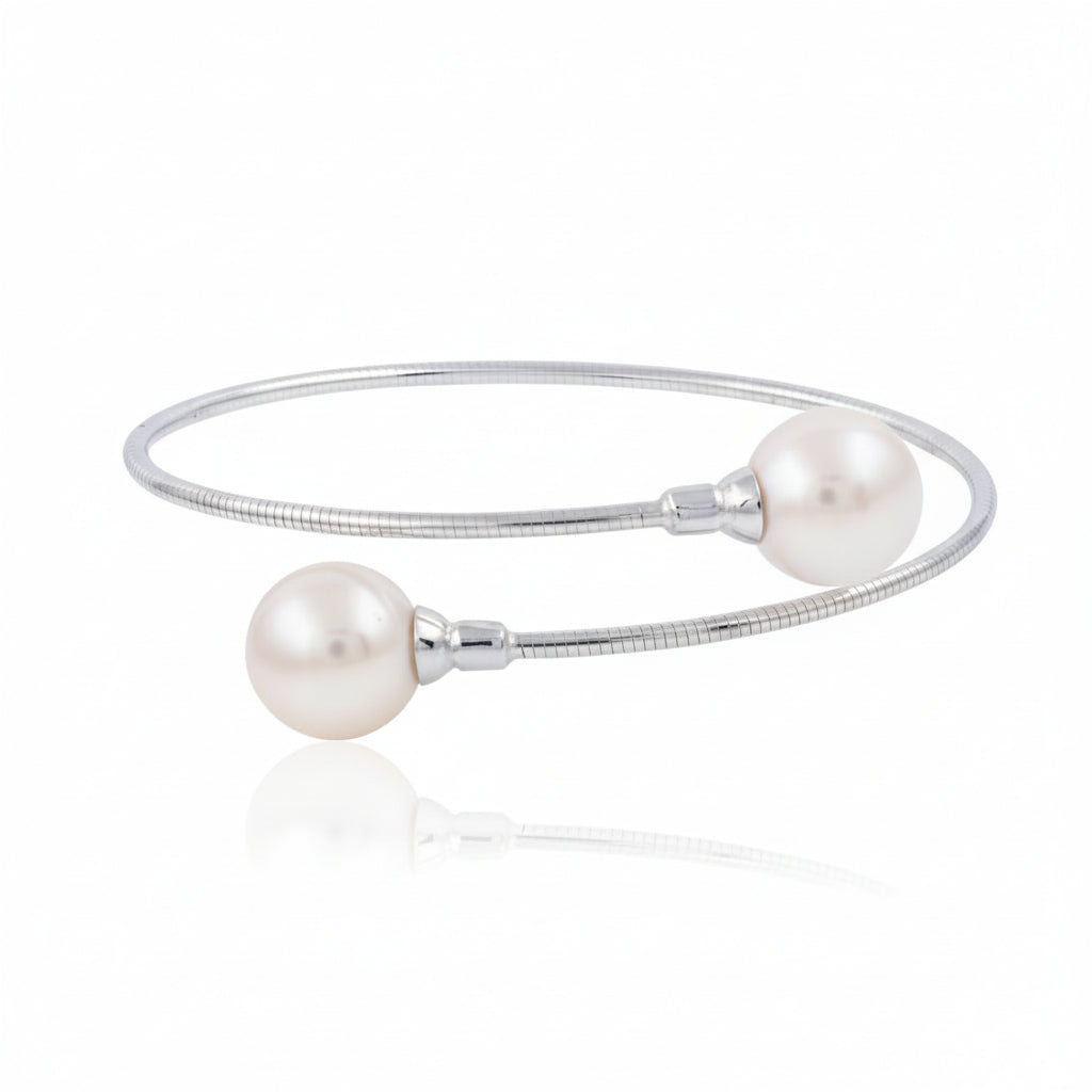 9ct White Gold and South Sea Omega Bracelet