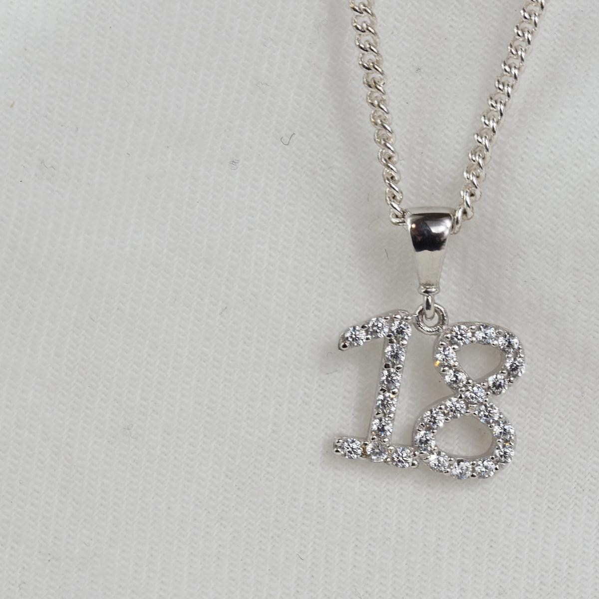 9ct White Gold Number 18 Pendant