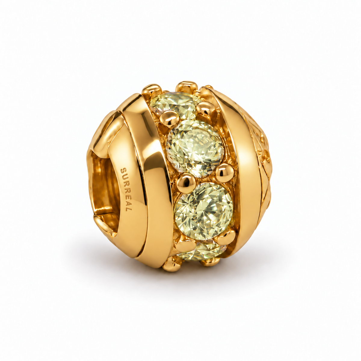 Surreal 9ct Yellow Gold Grand Belcher Cubic Zirconia Bead