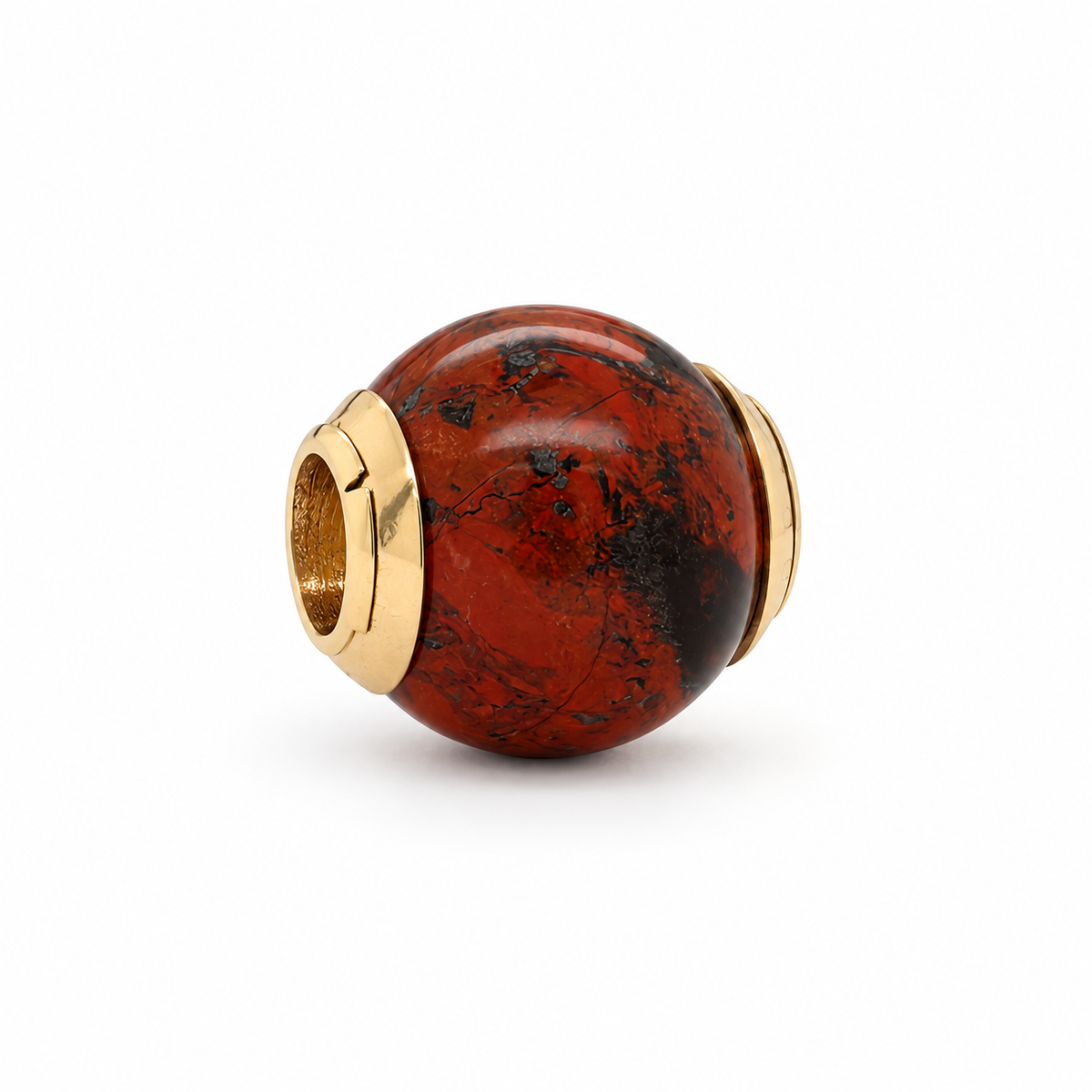 Surreal 9ct Yellow Gold Natural Red Jasper Bead