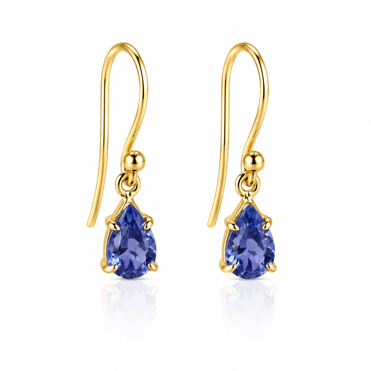9ct Yellow Gold Tanzanite Shepard Hook Earrings