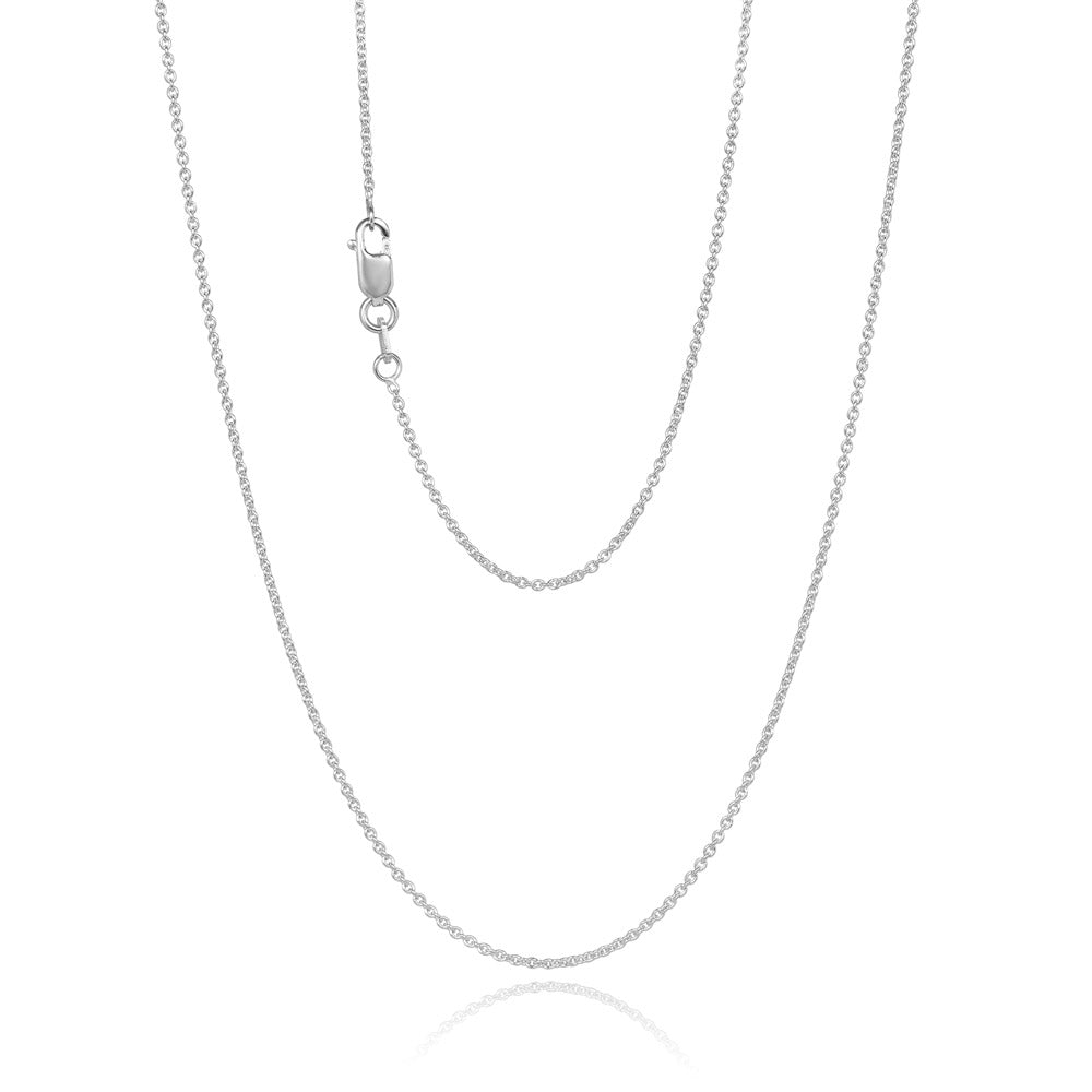 9ct White Gold Rolo Chain, 1.2mm, 50cm
