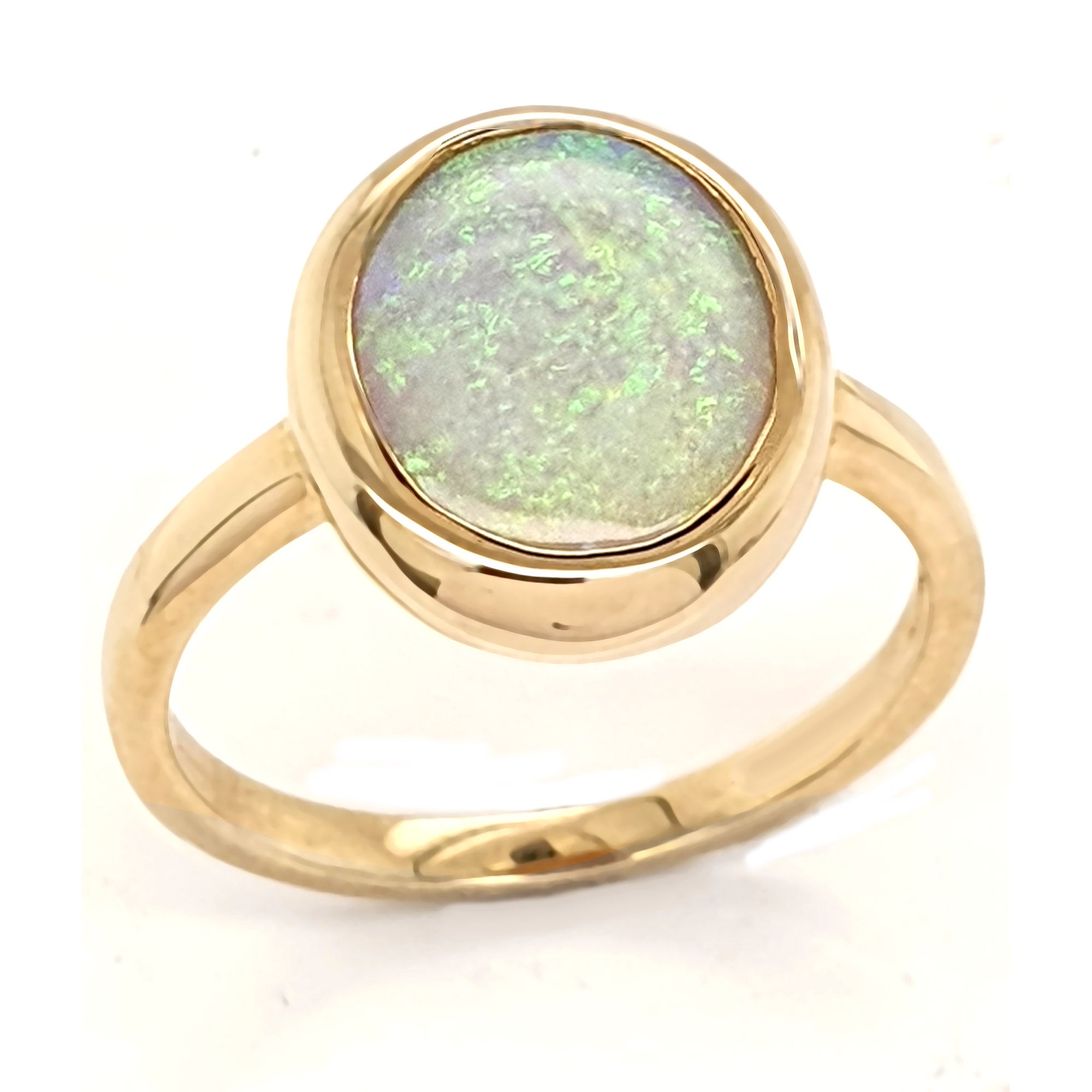 9ct Yellow Gold Solid Black Opal Ring, 2ct