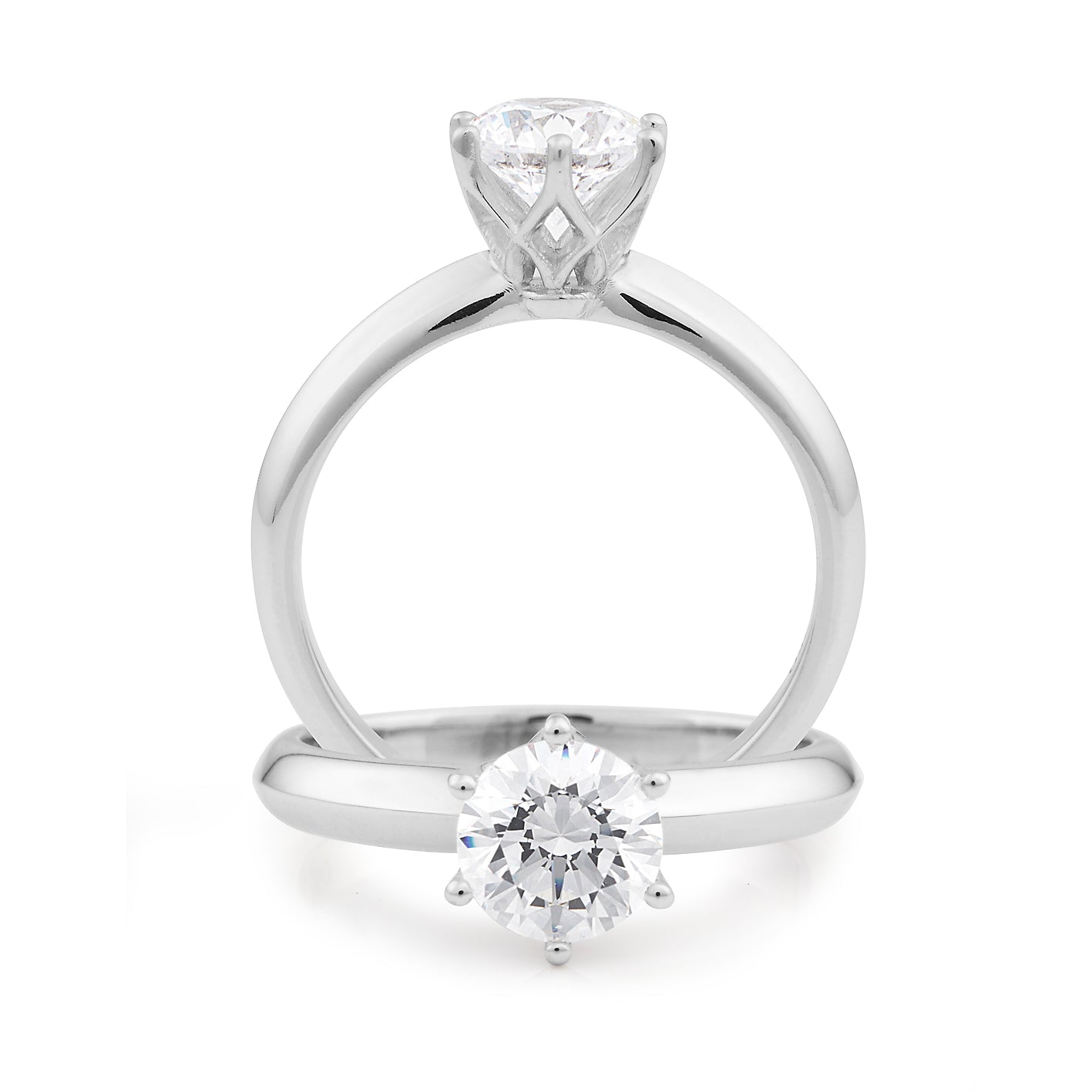 18ct White Gold Round Brillant cut Solitaire Diamond engagement ring, 0.50 carat centre