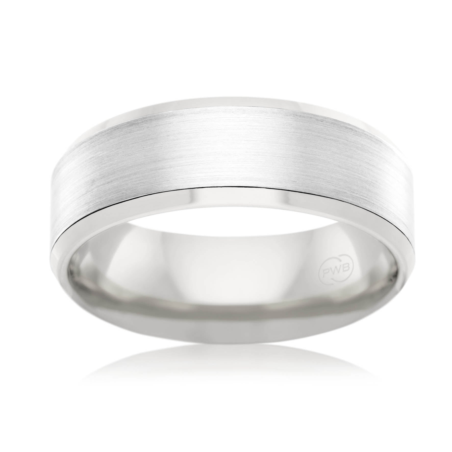 Two-Tone Gents Wedding Ring with Bevelled Edges.
