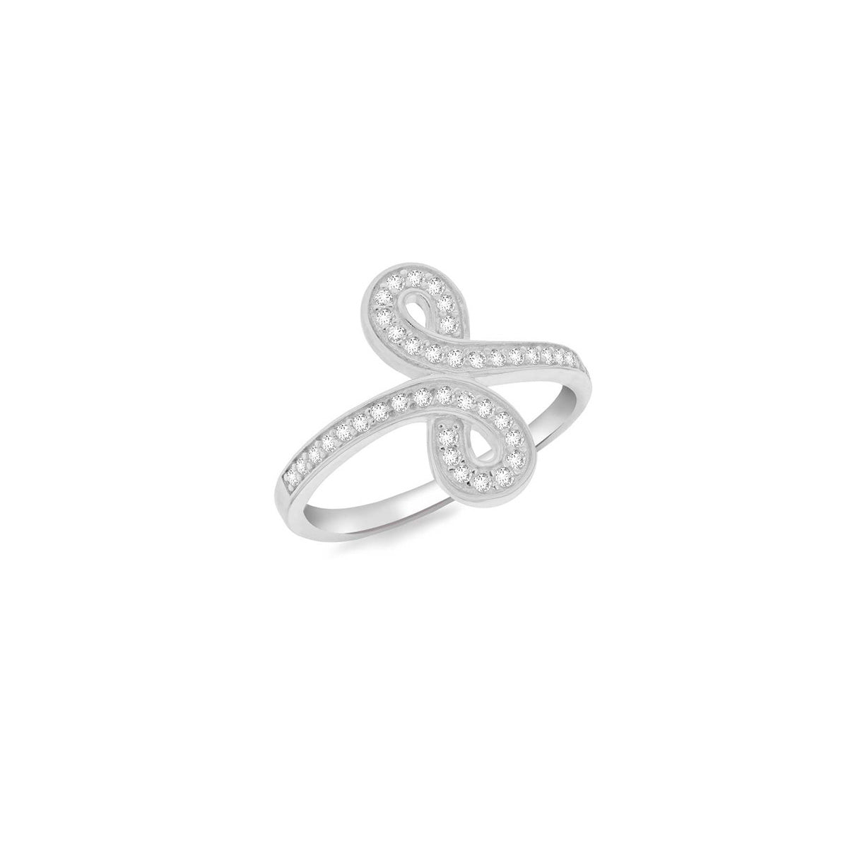 Sterling Silver Rhodium Plated Cubic Zirconia Infintiy Ring