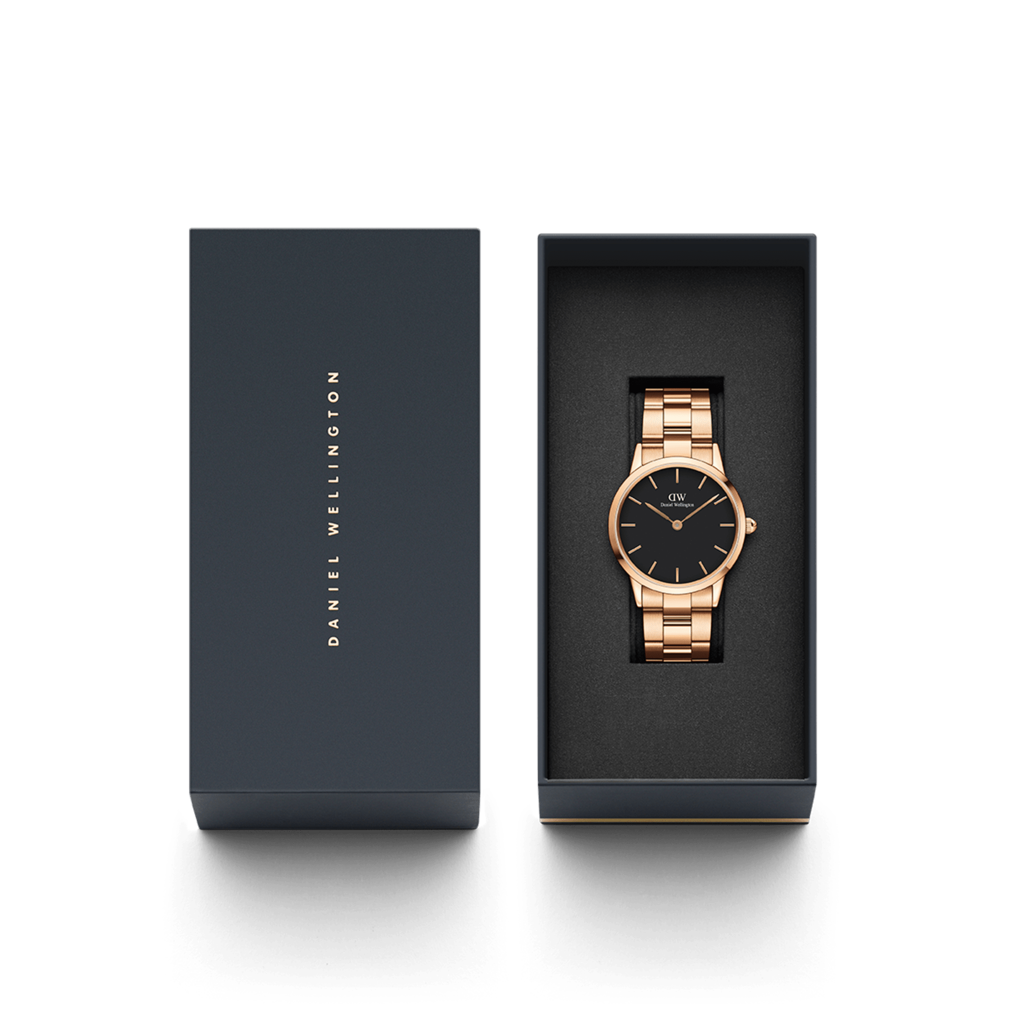 Daniel Wellington Iconic Link 36 Rose Gold and Black Watch